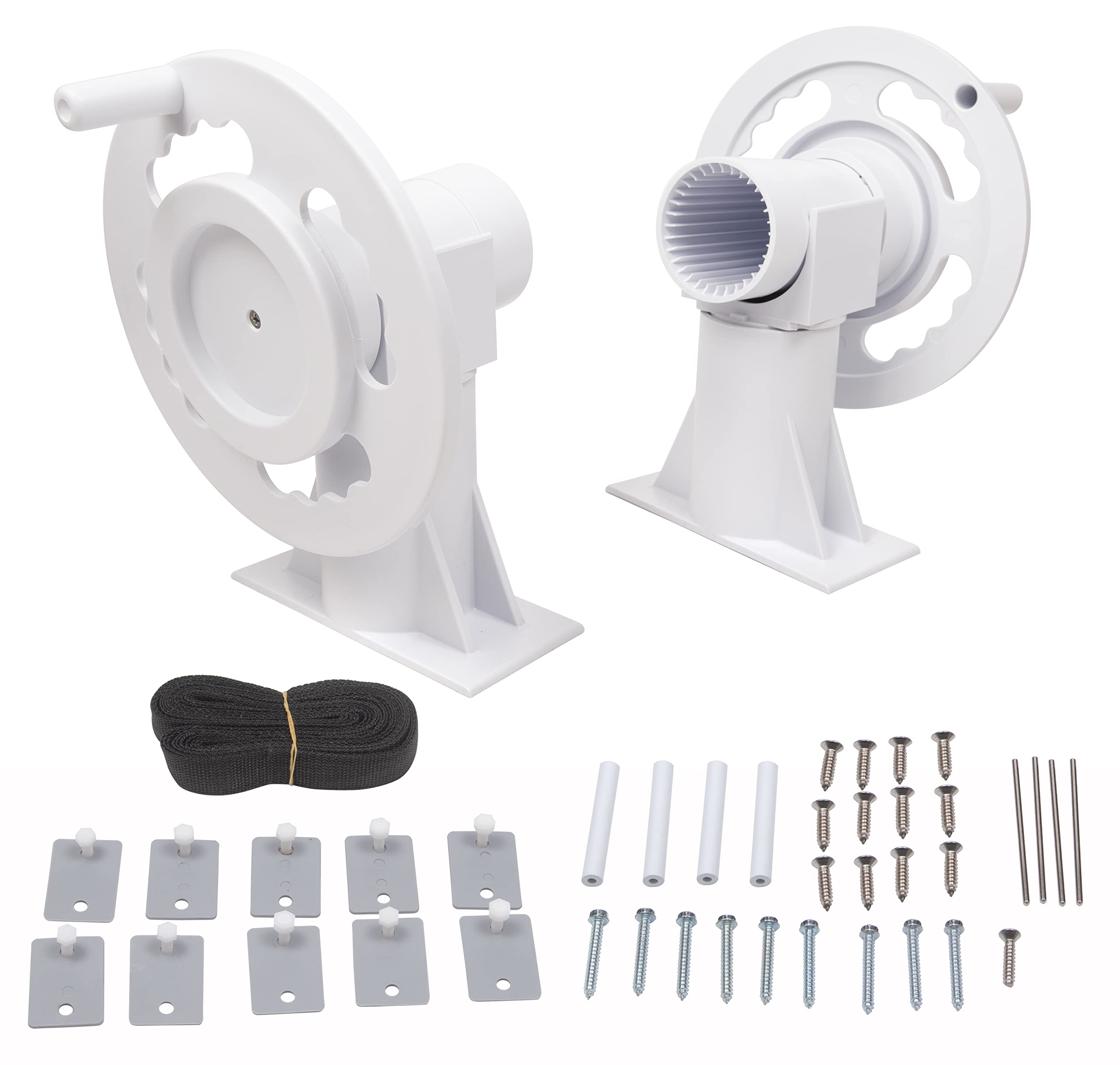 SunSolar Solar Cover Reel Kit for Above Ground Pools - Heavy Duty Plastic Wheel Cranks for Easy Pool Cover Rolling - Includes Straps & Clamps - Fits 3-Inch Poles (Pole Not Included) - Perfect for Backyard Pool Maintenance & Winter Protection