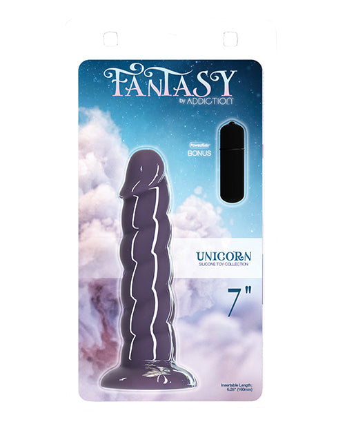 Fantasy Unicorn Silicone Dildo 7 Inch Purple - Realistic Textured Adult Toy for Women & Couples, Perfect for Fantasy Play & Sensual Exploration