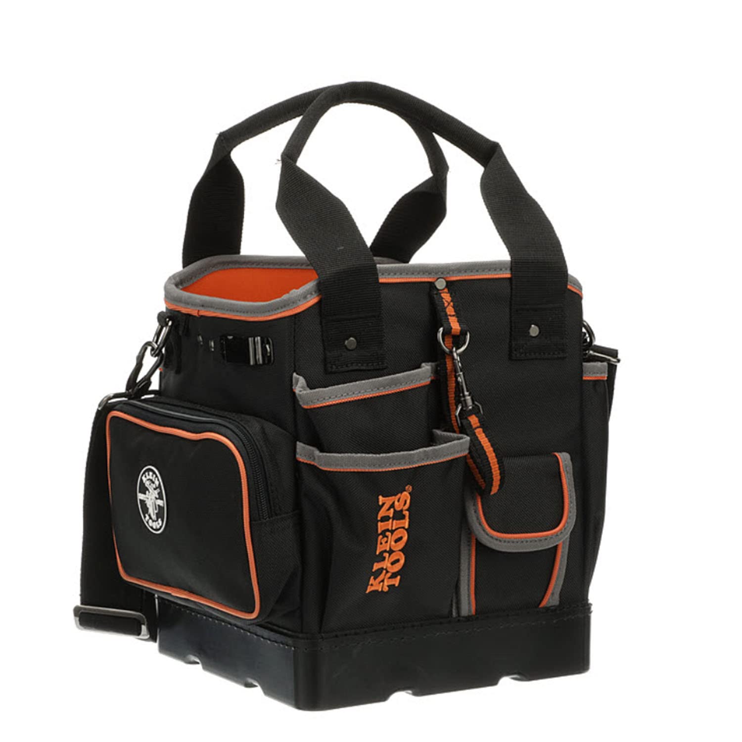 Klein Tools 5541610-14 Professional Tool Bag with 40 Pockets & Shoulder Strap + 32581 4-in-1 Electronics Screwdriver Set with Precision Bits (2 Slotted, 2 Phillips) - Ideal for Electricians, Technicians & DIY Home Repairs