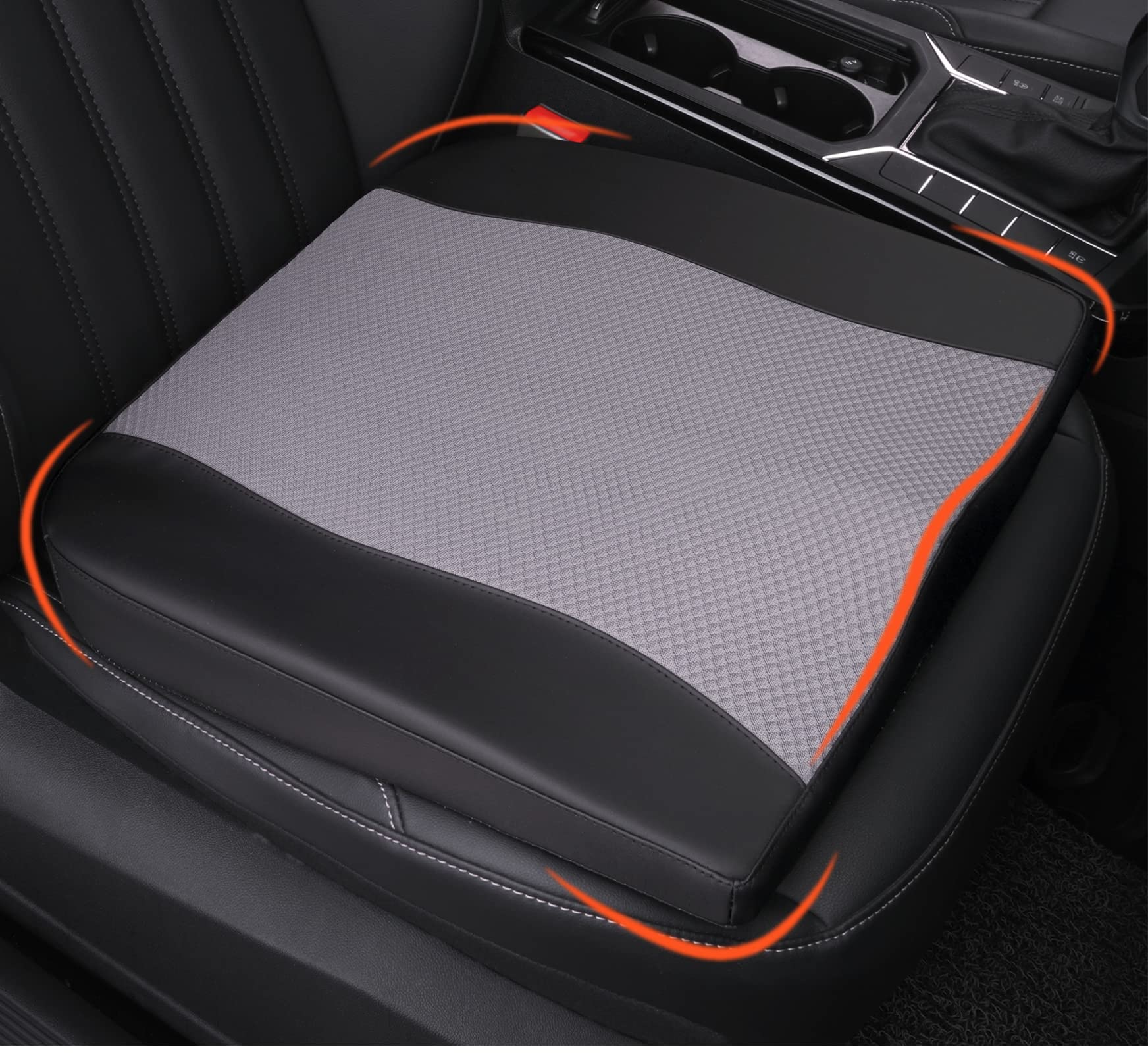 Premium Memory Foam Car Seat Cushion for Sciatica & Back Pain Relief - Ergonomic Support for Drivers, Office Chairs & Wheelchairs (Black/Gray) | Long Drive Comfort, Posture Correction & Pain Relief Solution