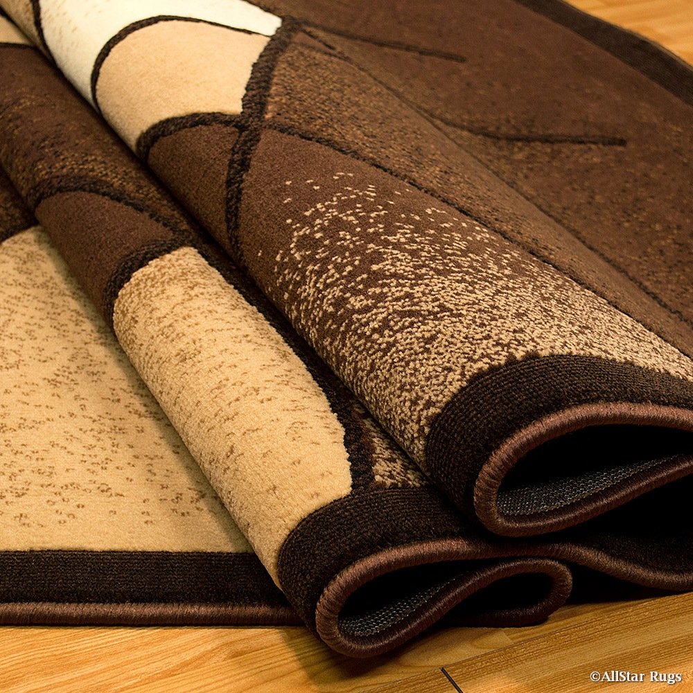 Allstar 8x10 Chocolate and Mocha Modern Machine Carved Area Rug - Espresso & Ivory Abstract Design Runner (7'9