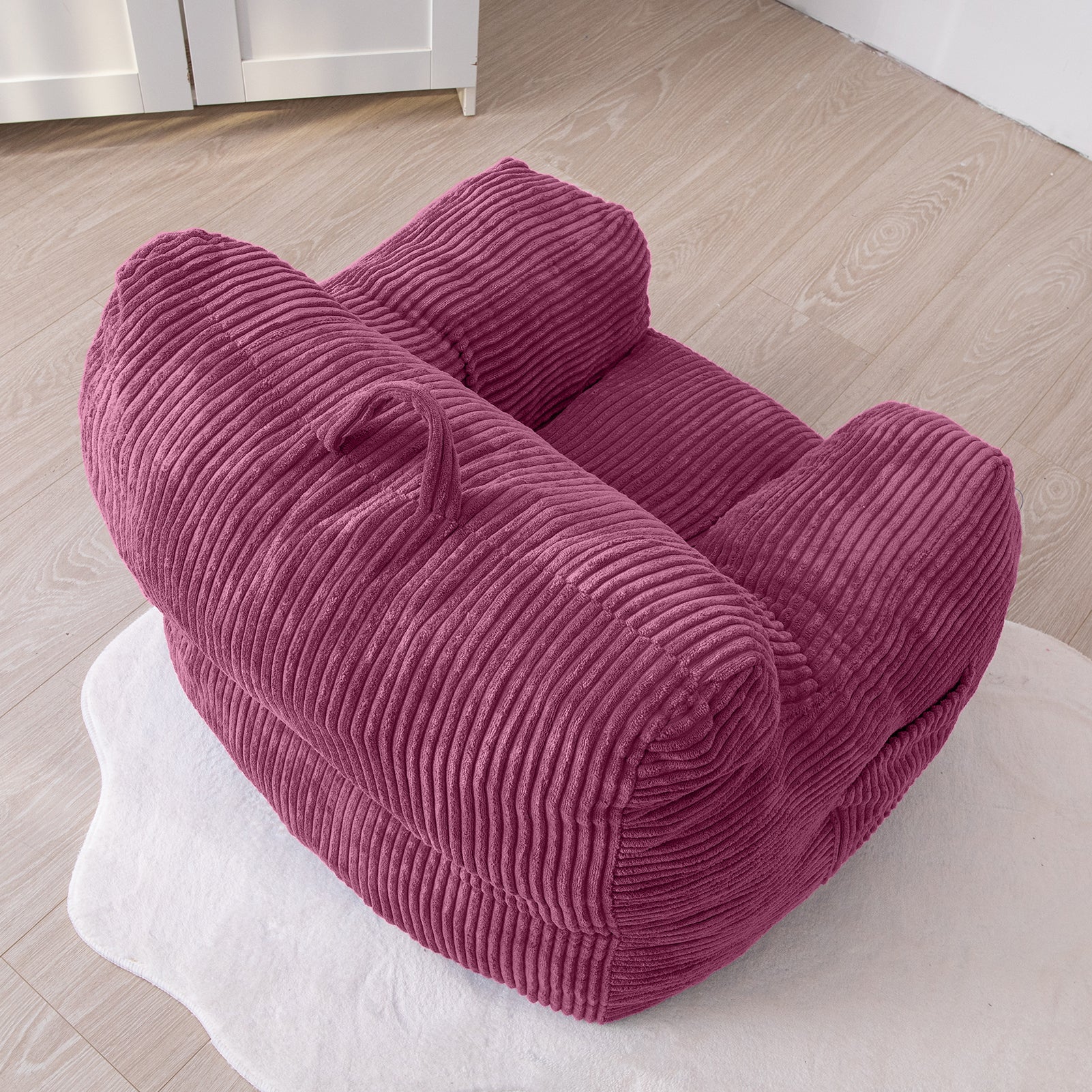 MAXYOYO Kids Bean Bag Chair - Corduroy Bean Bag Couch with Armrests for Children's Room, Nursery & Playroom (Rose Pink) - Perfect for Reading, Gaming & Relaxing