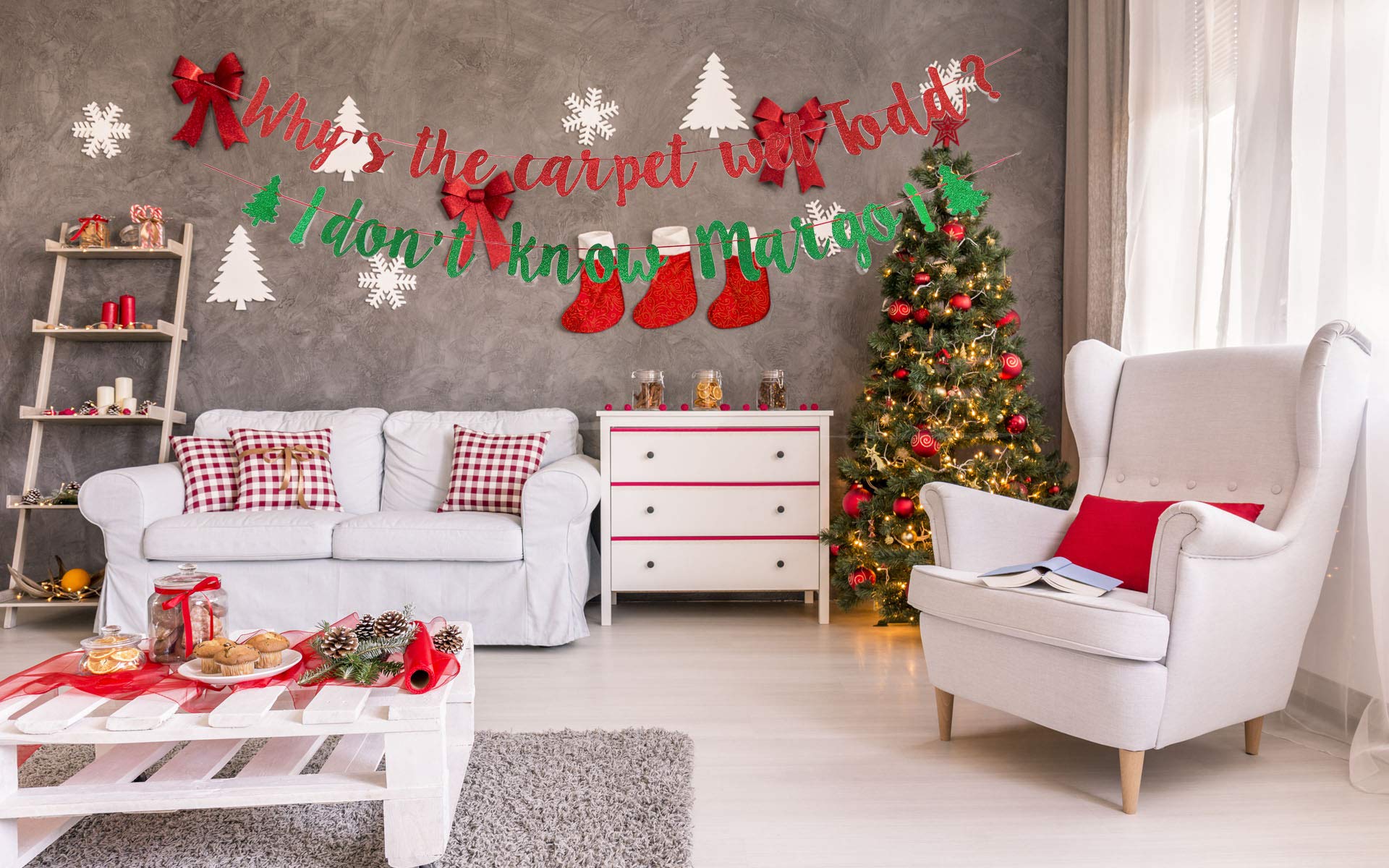 Funny Todd Carpet Wet Christmas Banner - Glitter Ugly Sweater Party Decor for Christmas Vacation & Holiday Celebrations | Perfect for Office Parties, Family Gatherings & Festive Home Decor