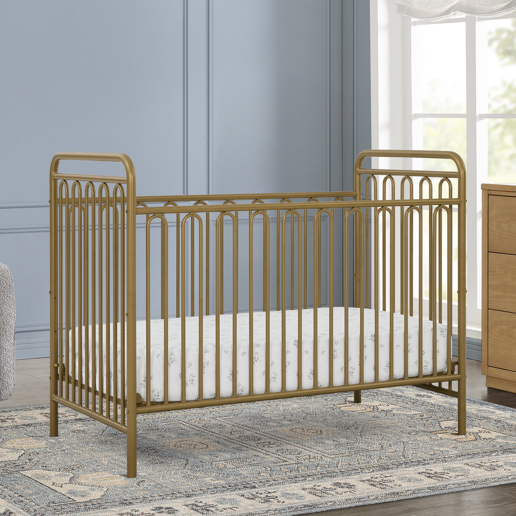 Darcy 4-in-1 Convertible Metal Baby Crib - Toddler Bed, Daybed & Full-Size Bed Conversion - Modern Nursery Furniture for Newborns to Teens (White) | Perfect for Small Spaces & Growing Families