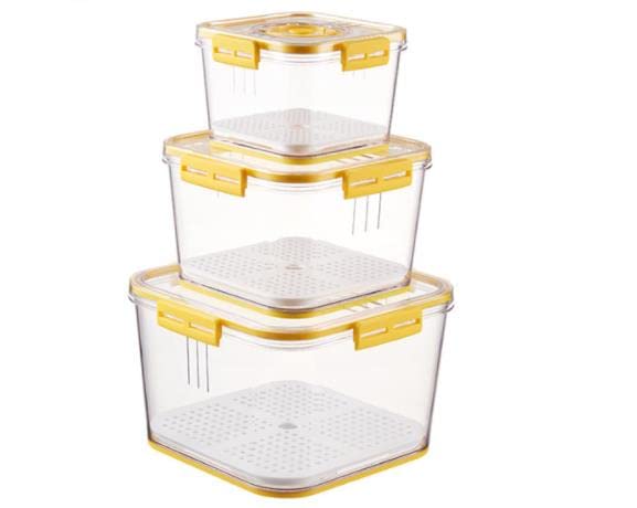 HAOYUCE 3-Piece Airtight Food Storage Containers Set with Timer - BPA-Free Kitchen Organizer for Cereal, Vegetables & Leftovers | Fridge & Pantry Fresh-Keeping Solution (Yellow) | Perfect for Meal Prep, Snack Storage & Refrigerator Organization