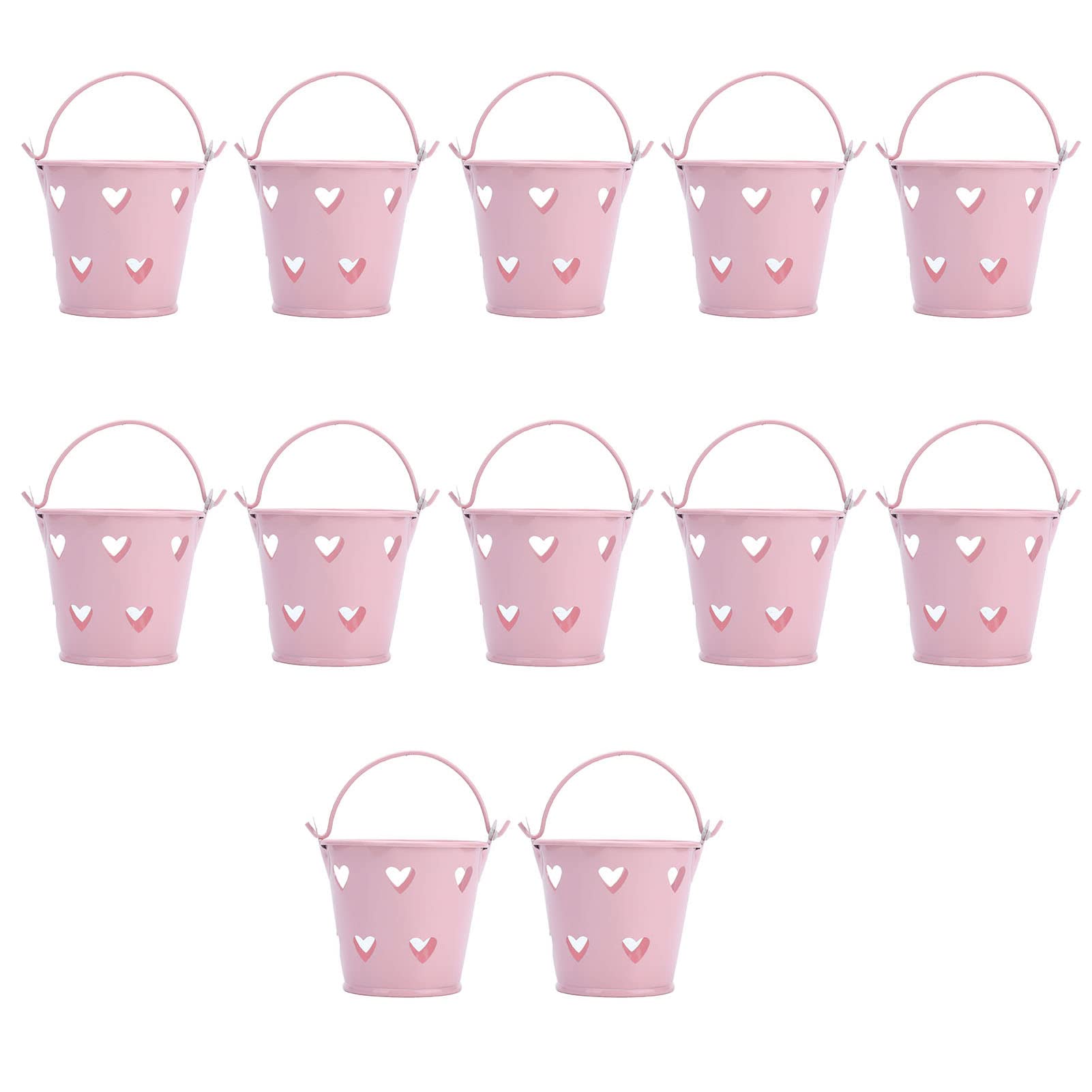 Heart-Shaped Iron Mini Bucket with Handle - Small Desktop Storage Organizer for Cosmetics, Jewelry & Office Supplies | Perfect for Vanity, Bathroom & Workspace Organization