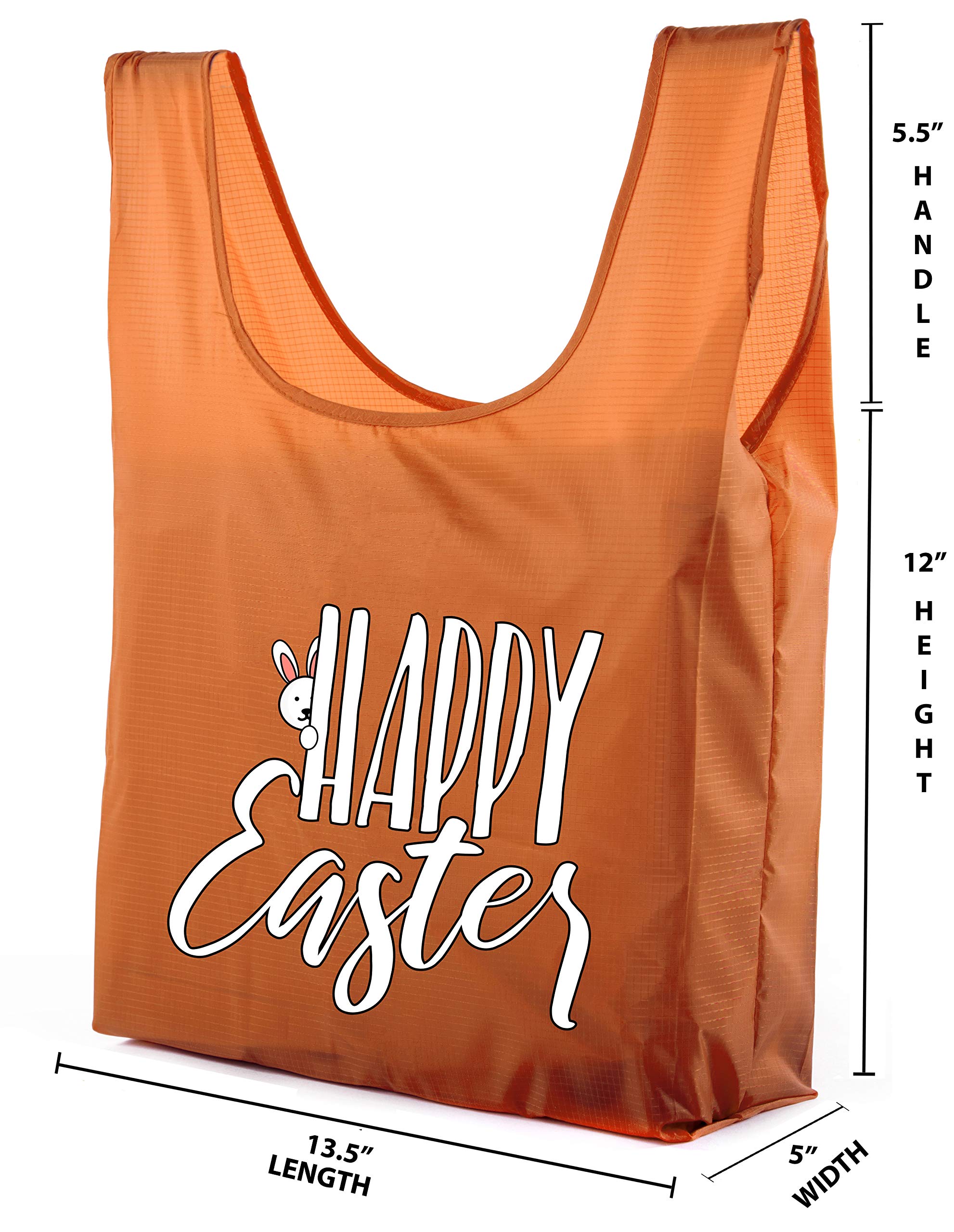 Easter Basket Bags Bulk 10-Pack - Reusable Grocery Tote Bags for Easter Egg Hunt - Peeking Bunny Design - Orange CA2650EasterDTG S2 - Perfect for Easter Parties, Spring Celebrations & Kids' Egg Hunt Activities