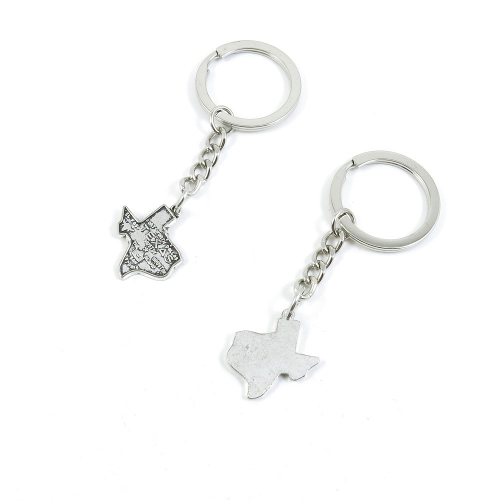 40-Piece Antique Silver Keychain Set - Bulk Wholesale Key Rings with Texas Map Tags for Car Keys, House Keys & Gifts | Durable Keychain Supplies for Travel, Organization & Promotional Use
