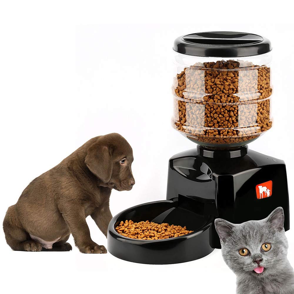 Automatic Pet Feeder with Timer - Smart Cat & Dog Food Dispenser for Portability & Convenience (Black) - Perfect for Travel, Work, or Busy Pet Owners