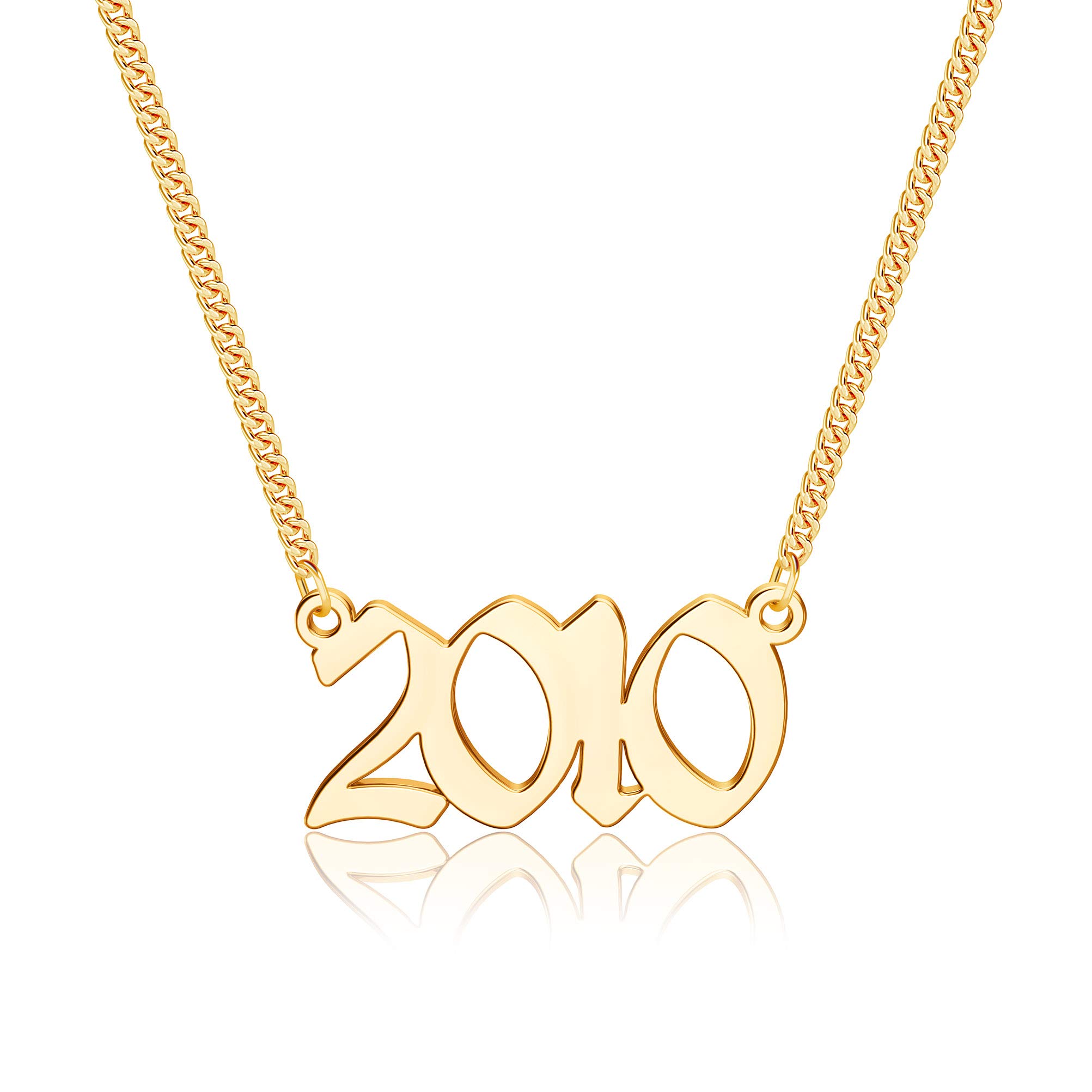 18K Gold Plated Birth Year Necklace for Women - Custom Old English Pendant Jewelry (1970-2023) | Perfect Birthday, Anniversary Gift for Mom, Sister & Best Friend | Elegant Everyday Wear & Special Occasion Jewelry