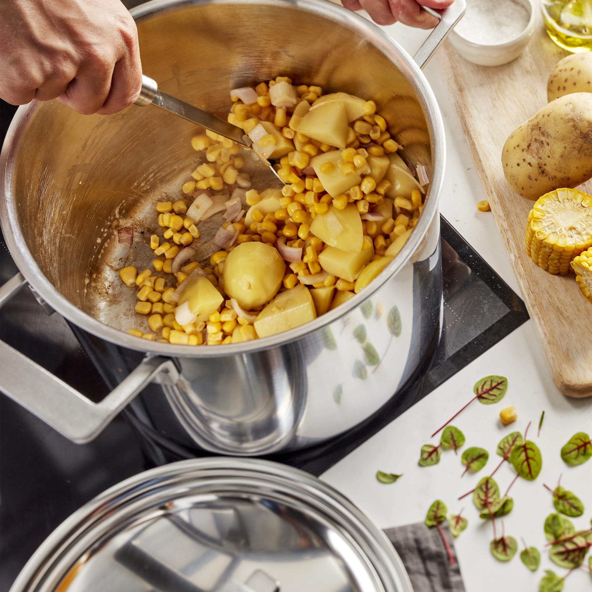 Demeyere Industry 5-Ply 8-Quart Stainless Steel Stock Pot with Lid - Professional Grade Cookware for Soups, Stews & Pasta - Perfect for Home Chefs & Commercial Kitchens