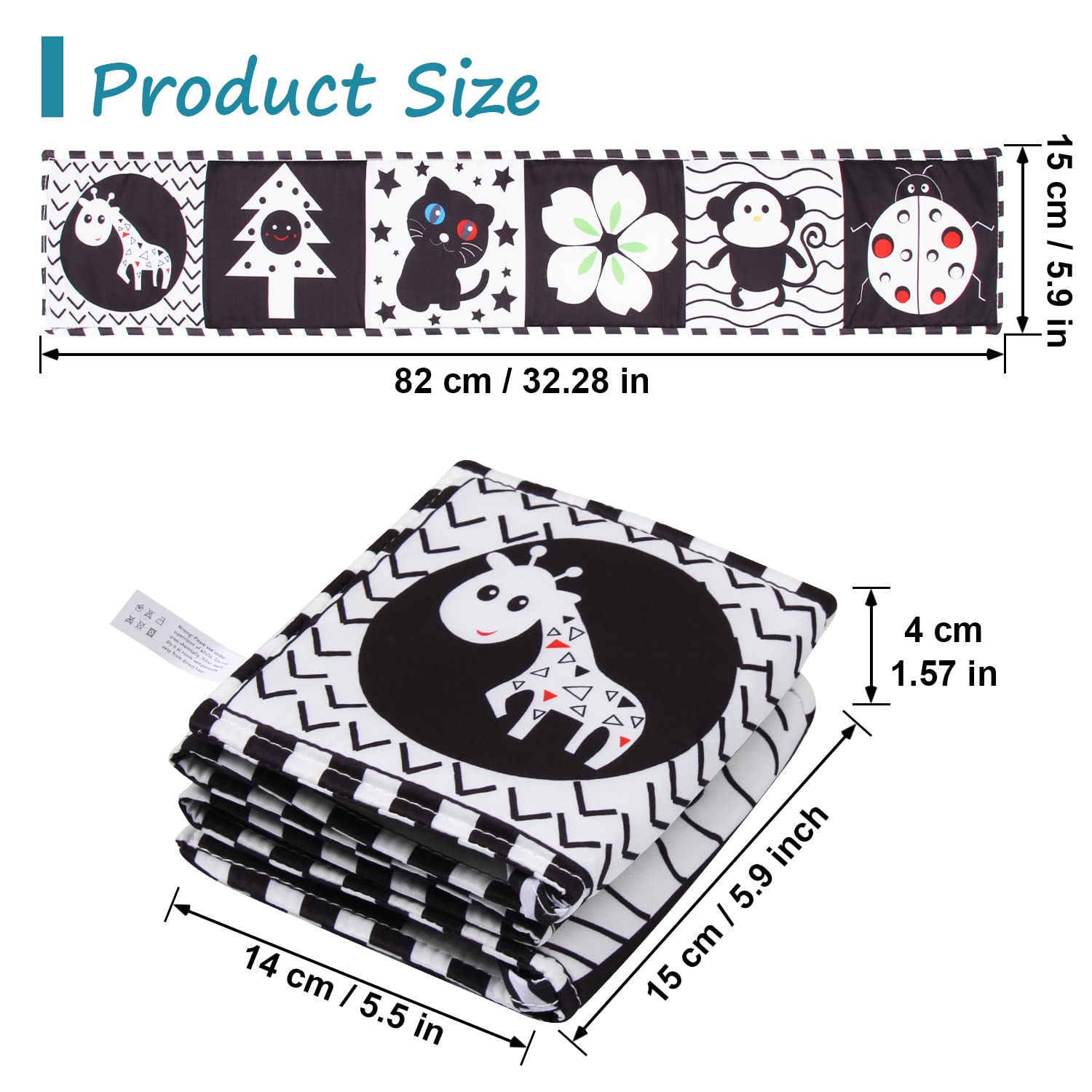 Susimond High Contrast Black & White Baby Cloth Books - Non-Toxic Soft Fabric Activity Book for Newborns 0-3 Months | Early Learning Tummy Time Toy with Crinkle Sounds - Perfect for Sensory Development & Infant Visual Stimulation (Ideal for Boys & Girls)