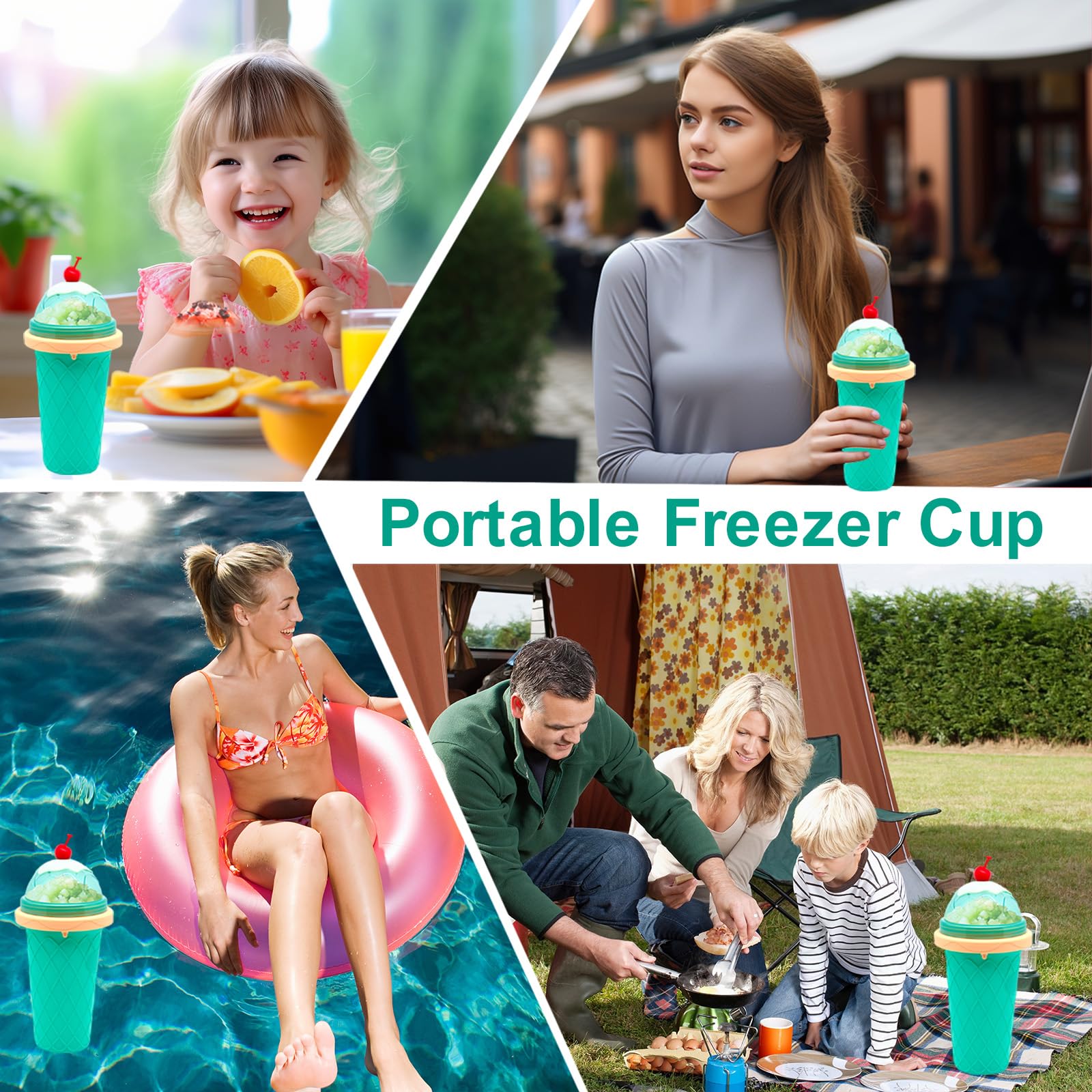 DIY Magic Quick Frozen Smoothies Cup - Portable Slushie Maker for Homemade Milk Shakes & Ice Cream | Double Layer Squeeze Slushy Cup | Perfect Birthday Gift for Kids, Friends & Family | Great for Summer Parties, Picnics & Home Treats