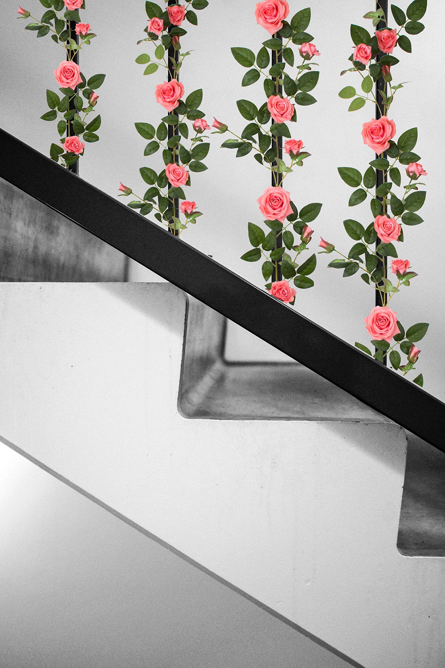 2 Pack 6FT Artificial Rose Vine Garland - Velvety Silk Flower Vine for Wedding Arch, Backdrop, Home Decor, Wreath, Party Decoration (Pink) | Perfect for Indoor/Outdoor Events, Bridal Showers & Garden Parties