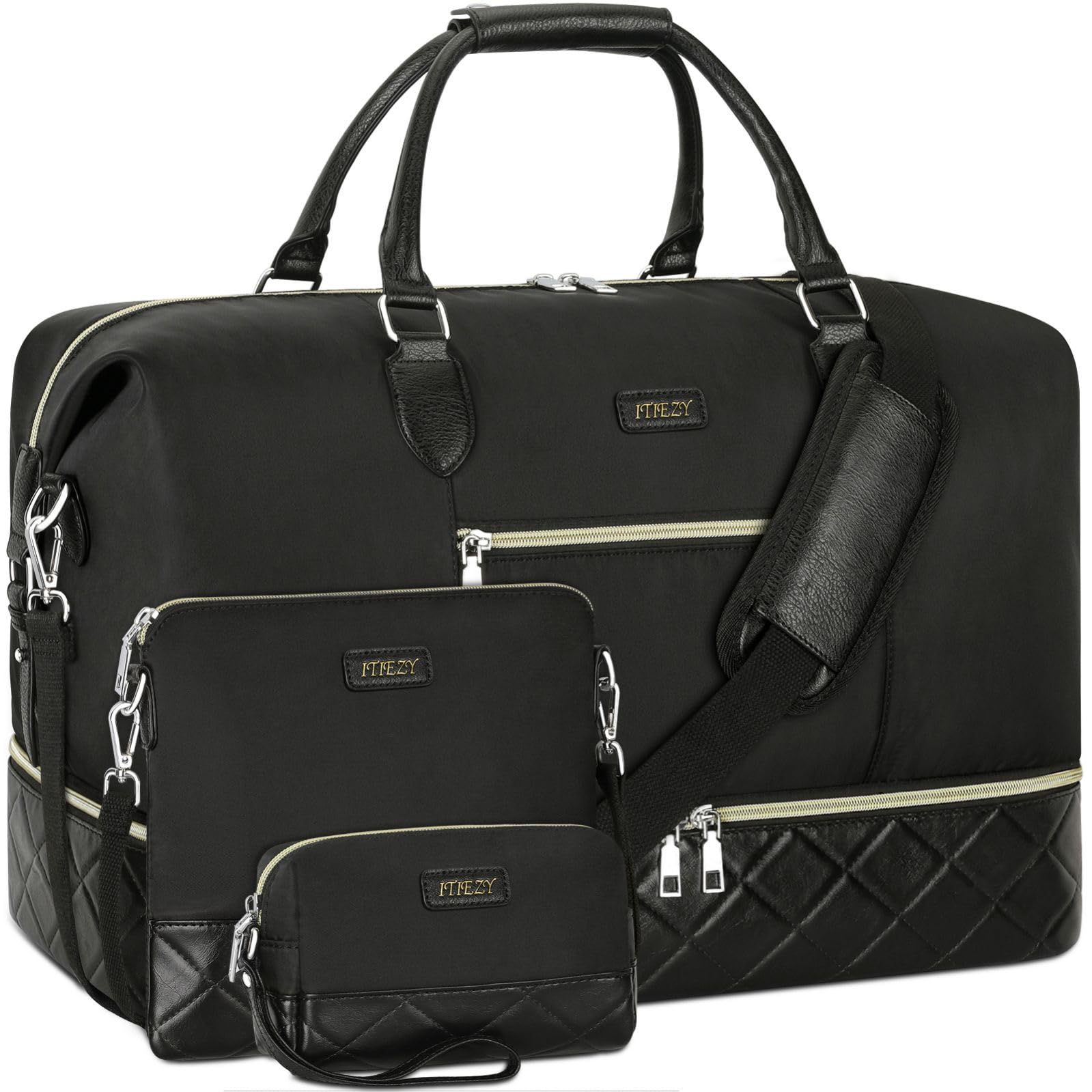 Women's Weekender Travel Duffel Bag - Large Nylon Carry On Overnight Bag with Shoe Compartment | Perfect for Weekend Getaways, Gym, Business Trips & Air Travel