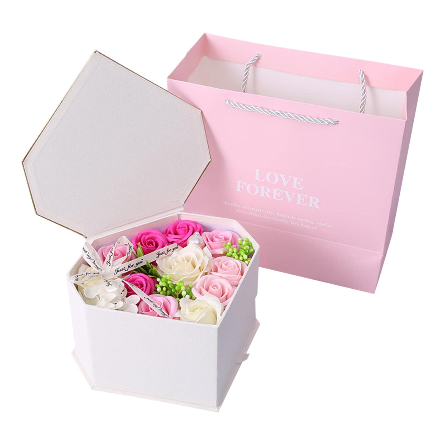 Georrcvad Preserved Rose Petals - Artificial Flowers for Home Decor, Jewelry Box & Romantic Soap Rose Gift Set for Women - Perfect for Valentine's Day, Anniversary & Bridal Shower (2-Piece Soap Flower Set) | Wedding Centerpiece, Bathroom Decor, Romantic Gift Idea