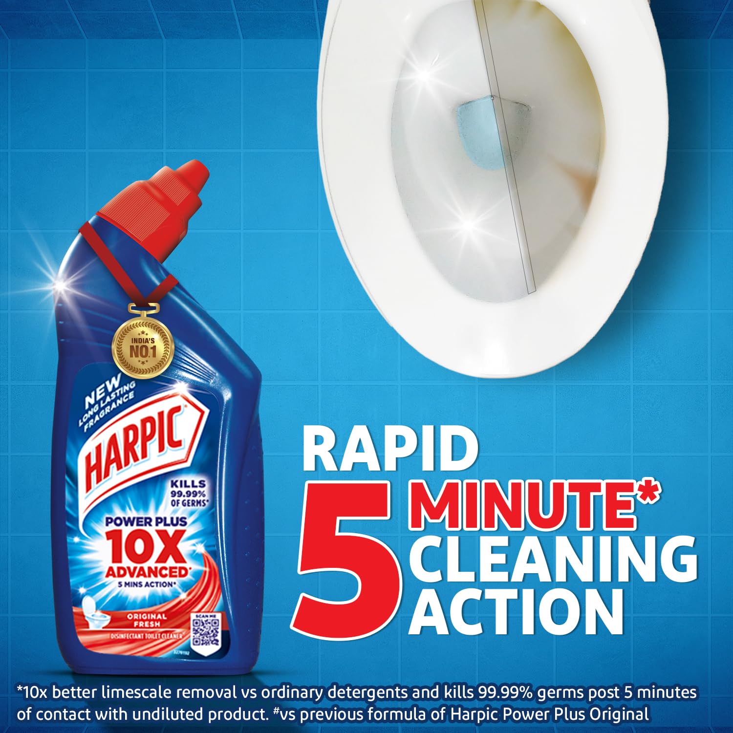 Harpic Original Disinfectant Toilet Cleaner Liquid - 1 Liter | Powerful Germ-Killing Formula for Sparkling Clean Toilets | Ideal for Bathrooms, Restrooms & Household Sanitation