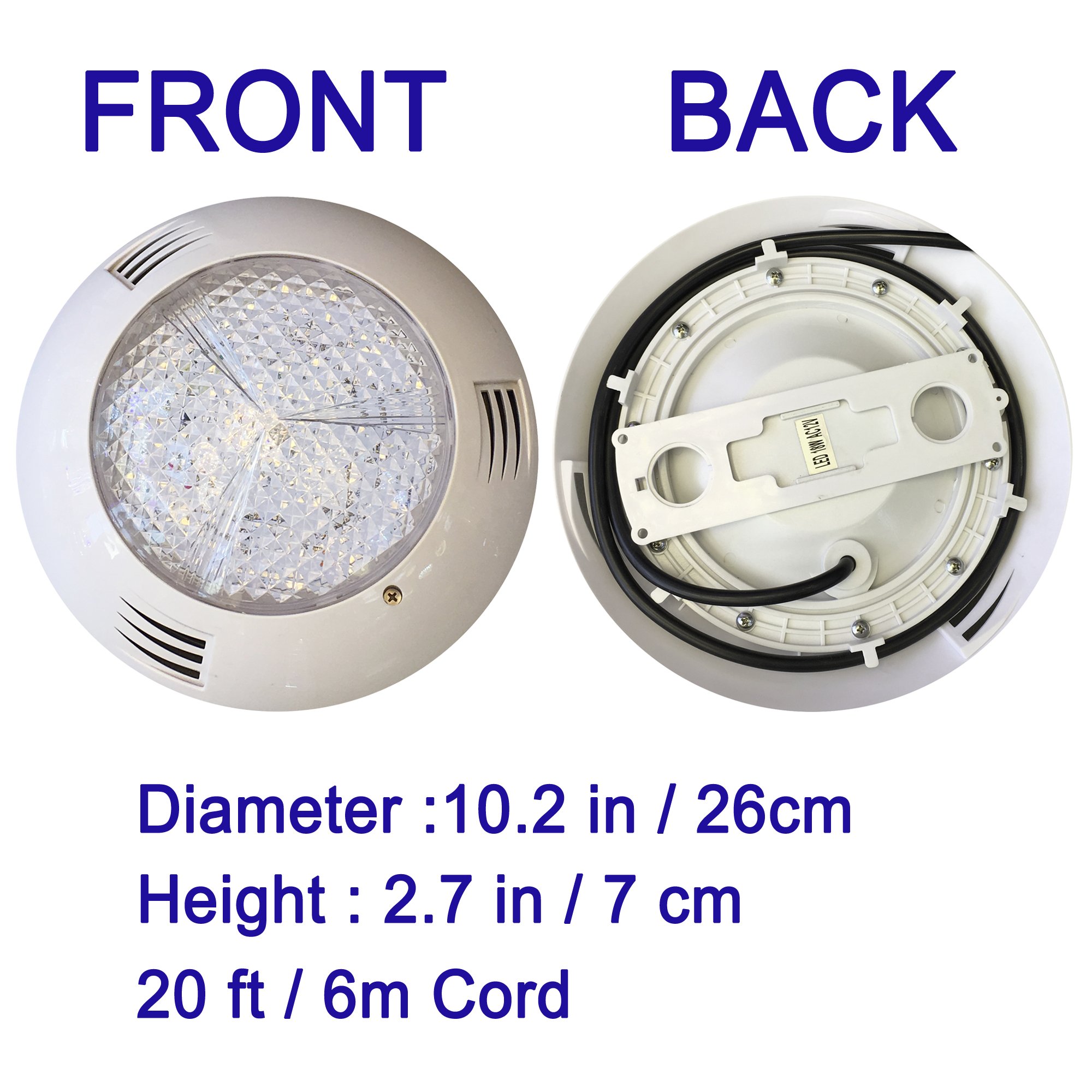 18W RGB Color Changing LED Underwater Pool Lights - Windmill Design, 12V AC, Wall Mounted, IP68 Waterproof with 20ft Remote Control - Perfect for Swimming Pools, Spas, Fountains & Backyard Water Features
