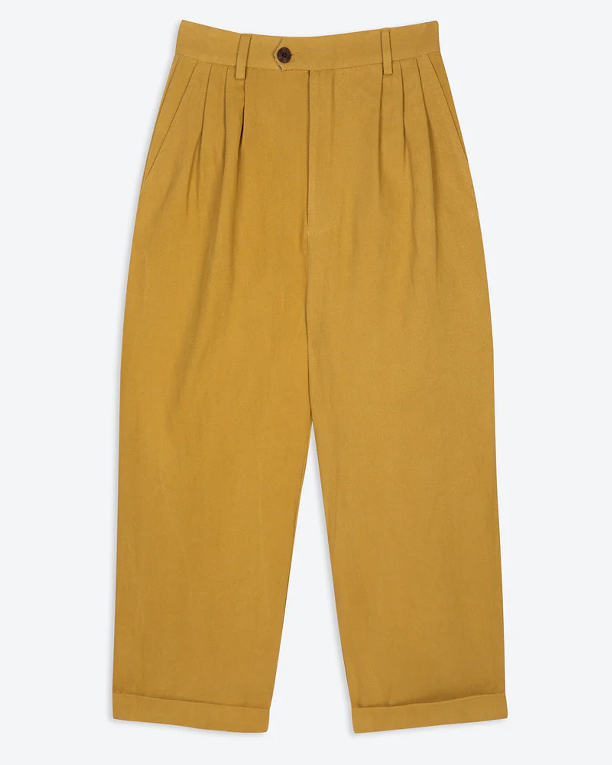 Lowie Women's Ochre Pleated Front Dress Pants - Stylish & Comfortable Office Work Trousers for Business Casual Wear