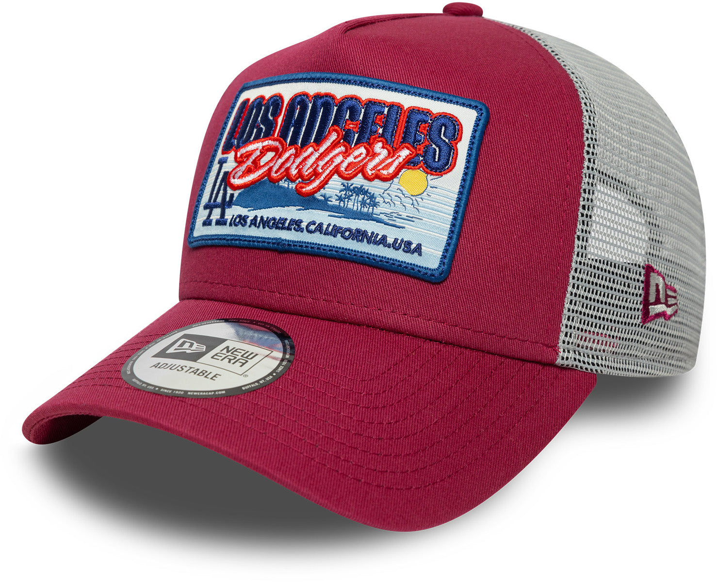 Los Angeles Dodgers New Era MLB Patch Cardinal Trucker Cap - Adjustable Snapback Hat for Baseball Fans, Men & Women - Perfect for Games, Sports Outfits & Casual Wear