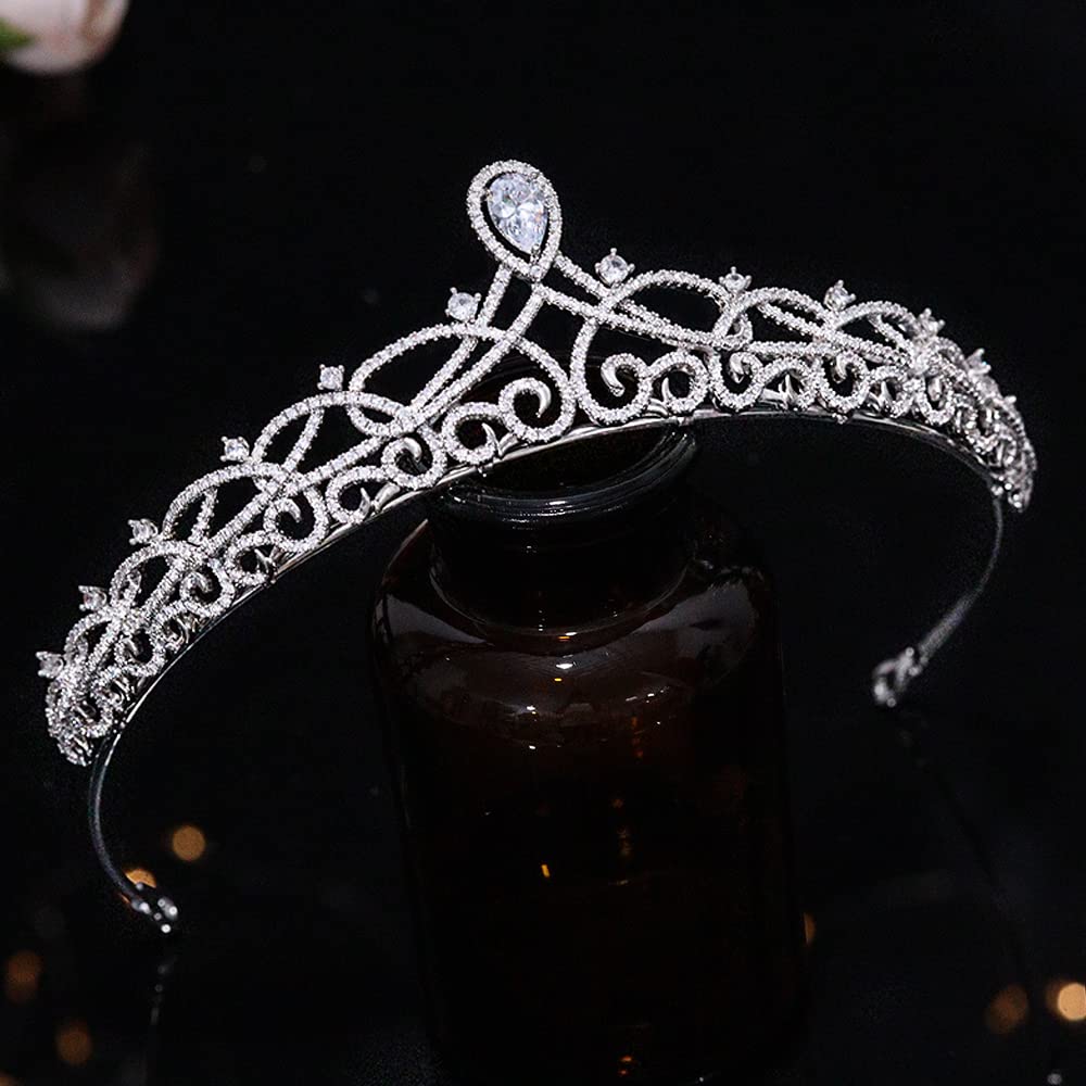 Jorsnovs Cubic Zirconia Tiara Crown for Women - Sweet 16 Princess Wedding Bridal Headpiece, CZ Party Prom Hair Jewelry Accessories - Perfect for Pageants, Birthday Celebrations and Special Occasions