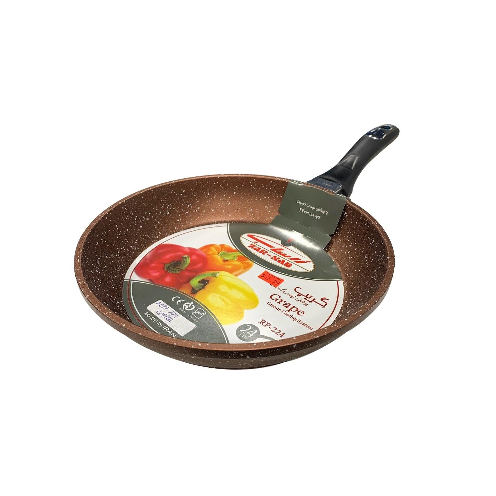 Acrochef 10-Inch Copper Frying Pan with Non-Stick Coating & Ergonomic Black Handle - Professional Cookware for Sautéing, Frying & Stir-Frying - Perfect for Home Kitchens & Restaurant Use