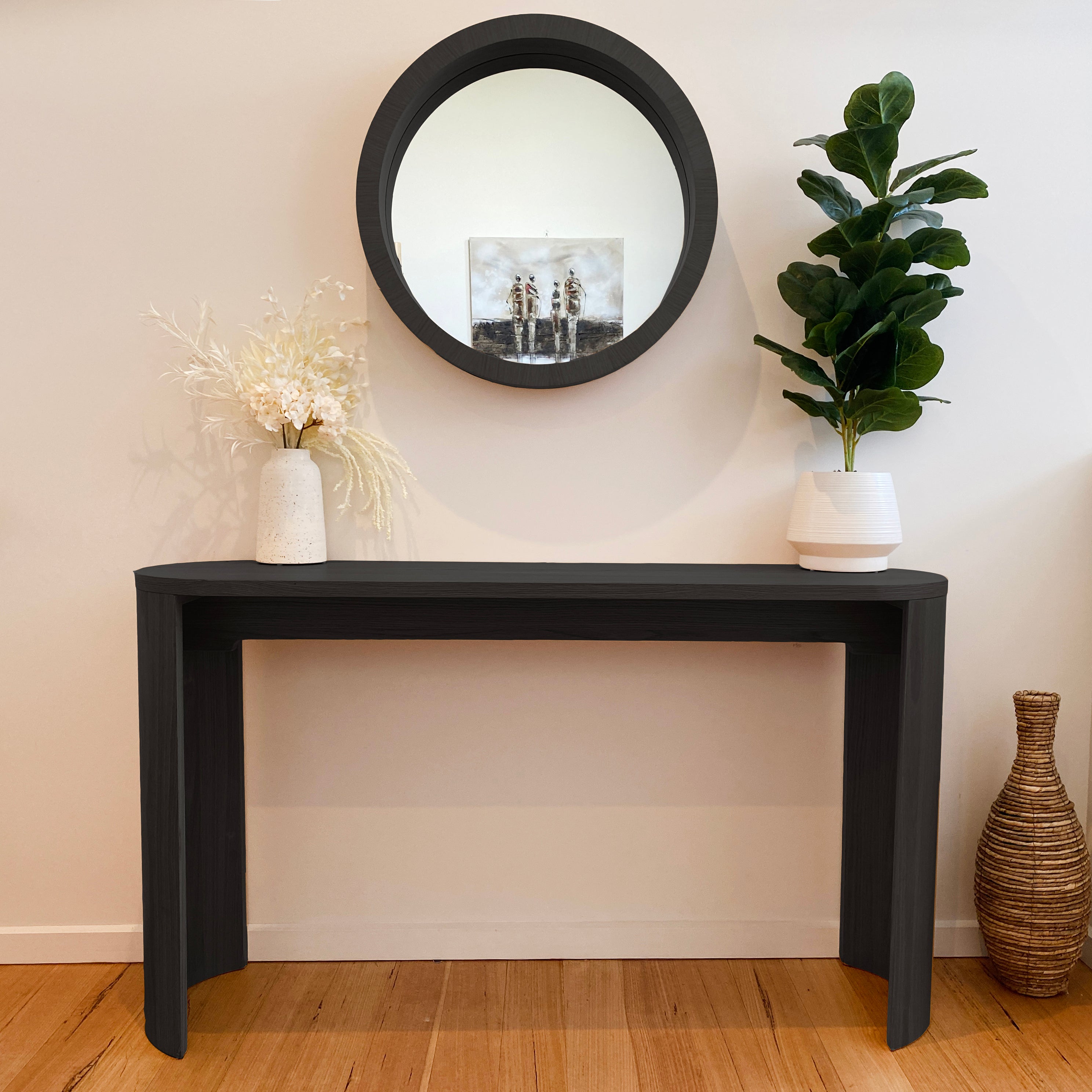 ZANA 140cm Modern Console Table - Black Ash Finish, Entryway Sofa Table, Hallway Accent Furniture for Living Room & Bedroom Decor