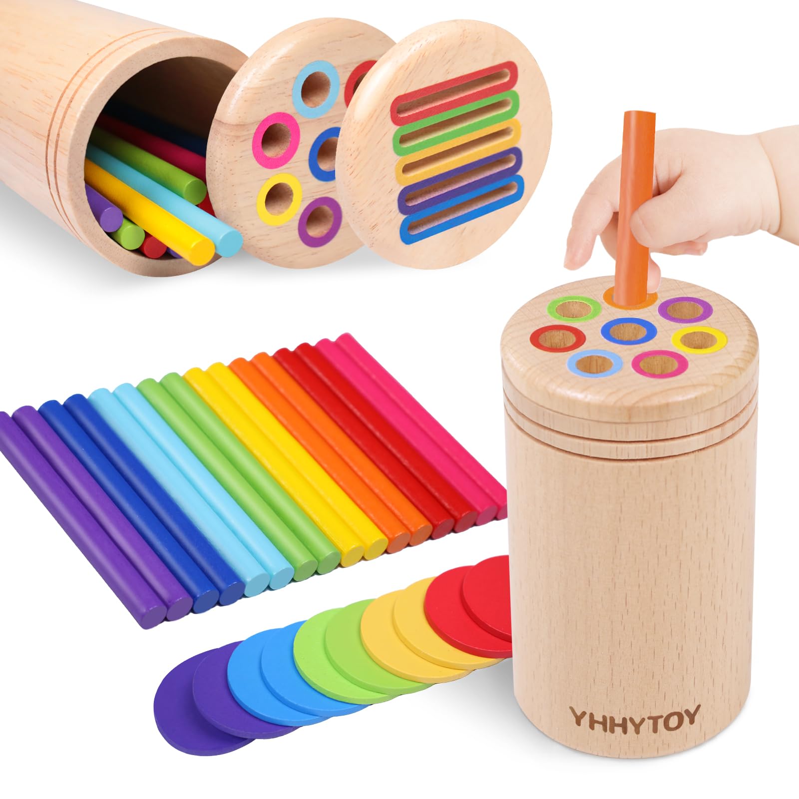 Montessori Wooden Toys for 3-5 Year Olds - Color Sorting & Fine Motor Skills Educational Toys for Toddlers | Preschool Learning Activities | Sensory Toys for Boys & Girls | Perfect Birthday Gift for Kids - Ideal for Home, Classroom & Daycare Use