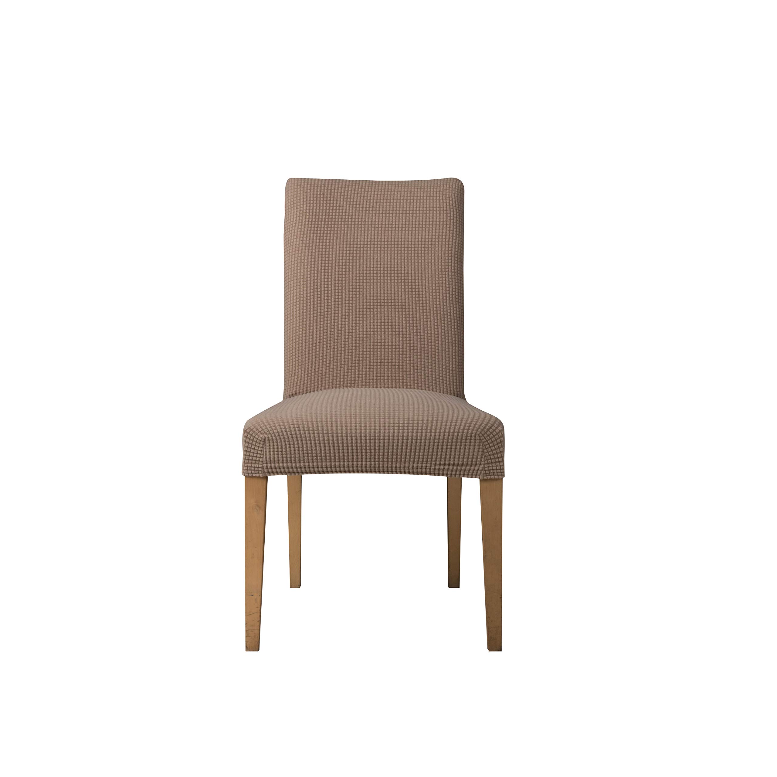 Everest Supply 4-Pack Stretchable Jacquard Fabric Dining Chair Slipcovers - Polyester Spandex Blend, Fits 15-17 Inch Wide Chairs, Beige - Perfect for Home, Motel, Resort & Commercial Use | Elegant Protection for Dining Rooms, Restaurants & Event Spaces