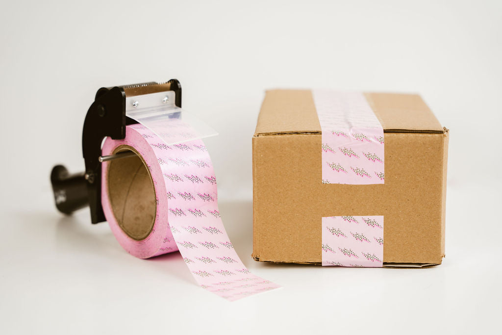 Lightning Bolt Print Packaging Tape - 1.97 Inch x 55 Yards - Waterproof & Strong Adhesive for Shipping Boxes, Moving, Storage & Gift Wrapping