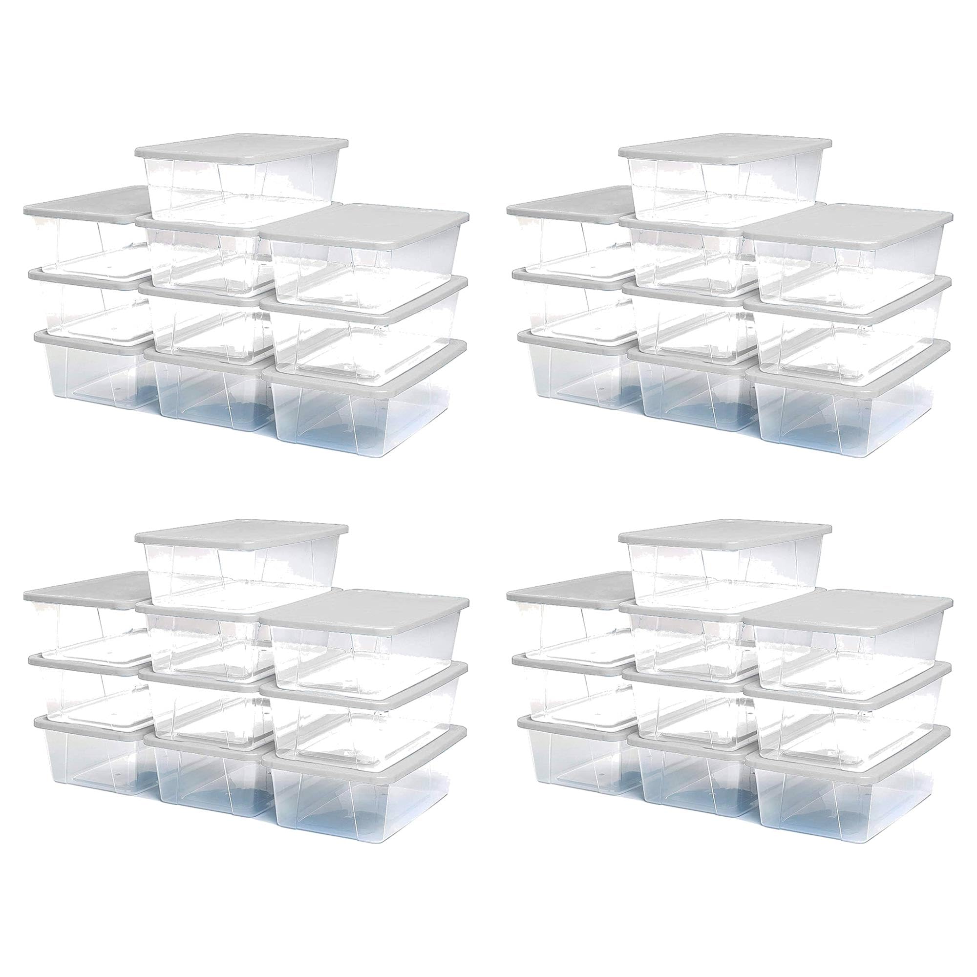 HOMZ 40-Pack Small Clear Plastic Storage Bins with Secure Lids - 6 Quart Stackable Organizer Containers for Home, Office & Craft Supplies - Perfect for Pantry, Closet & Toy Organization