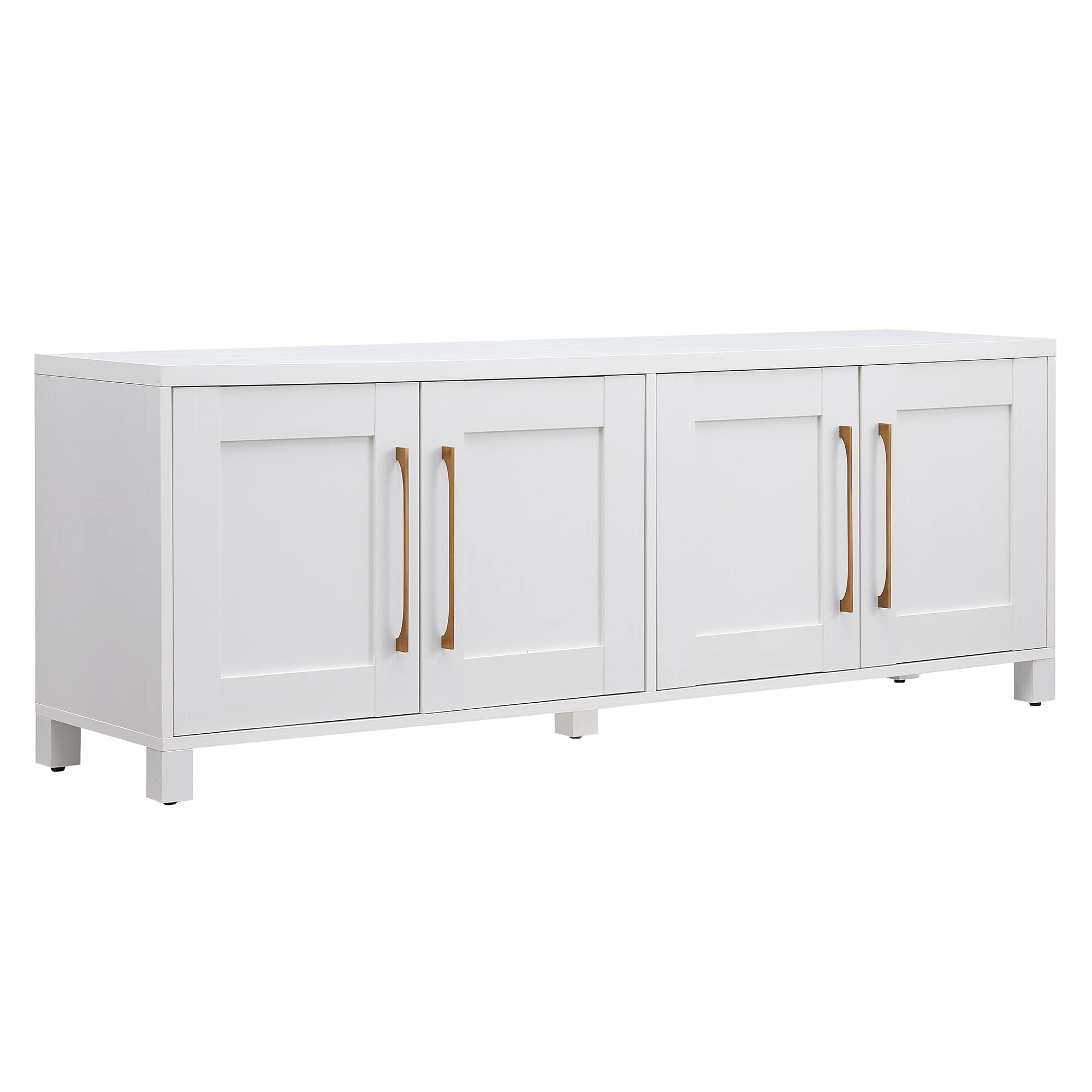 Henn&Hart 80 Inch White Rectangular TV Stand - Modern Entertainment Center for Living Room, Home Theater & Gaming Setup