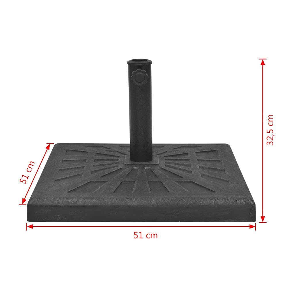 Heavy Duty Resin Square Parasol Base - 41.9 lb Weatherproof Outdoor Umbrella Stand for Patio, Garden, Deck, Poolside & Backyard - Perfect for Sun Shade Market Umbrellas in Black