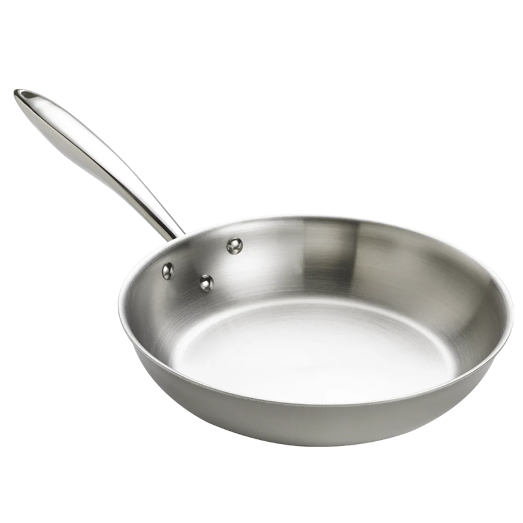 Premium Browne Triply 11-Inch Stainless Steel Fry Pan - Professional-Grade Cookware for Sautéing, Frying & Searing - Ideal for Gas, Electric & Induction Stovetops