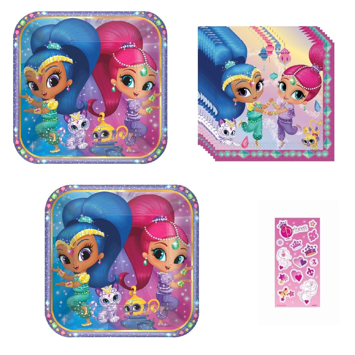 Shimmer and Shine Birthday Party Supplies Set - 16-Piece Bundle with Plates & Napkins | Perfect for Girls' Themed Birthday Parties, Baby Showers & Celebrations