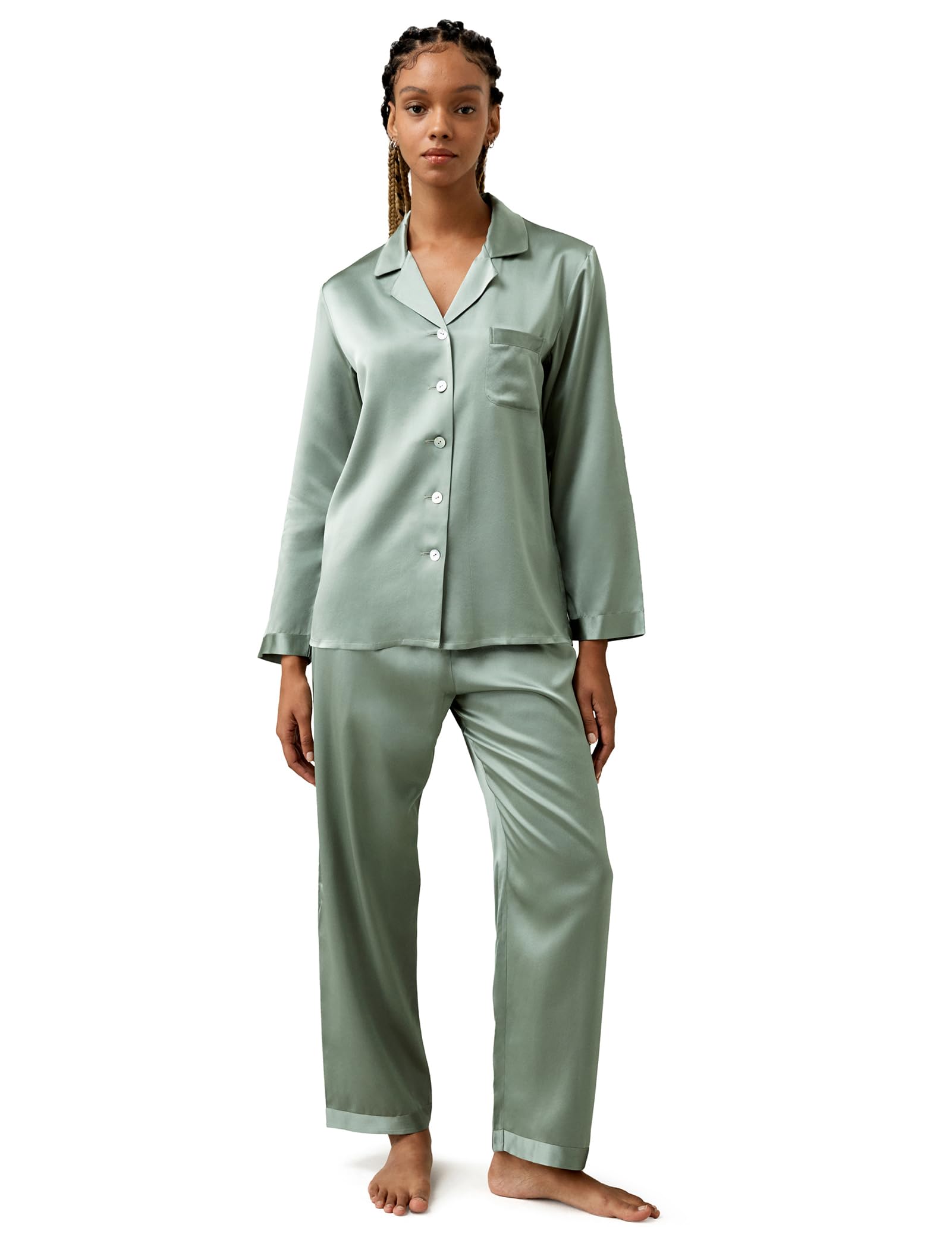 Luxury 100% Mulberry Silk Pajamas for Women - 22 Momme Pure Long Sleeve Full Length Silk Nightwear | Perfect for Relaxation, Bridal Shower Gifts & Spa Retreats