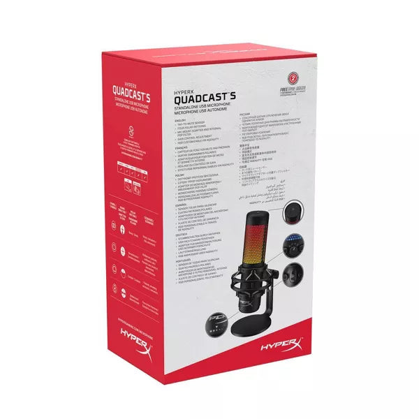 HyperX QuadCast S RGB USB Condenser Gaming Microphone for PC, PS4, PS5 - Professional Streaming, Podcasting & Voice Recording (Perfect for Twitch, Discord & YouTube)