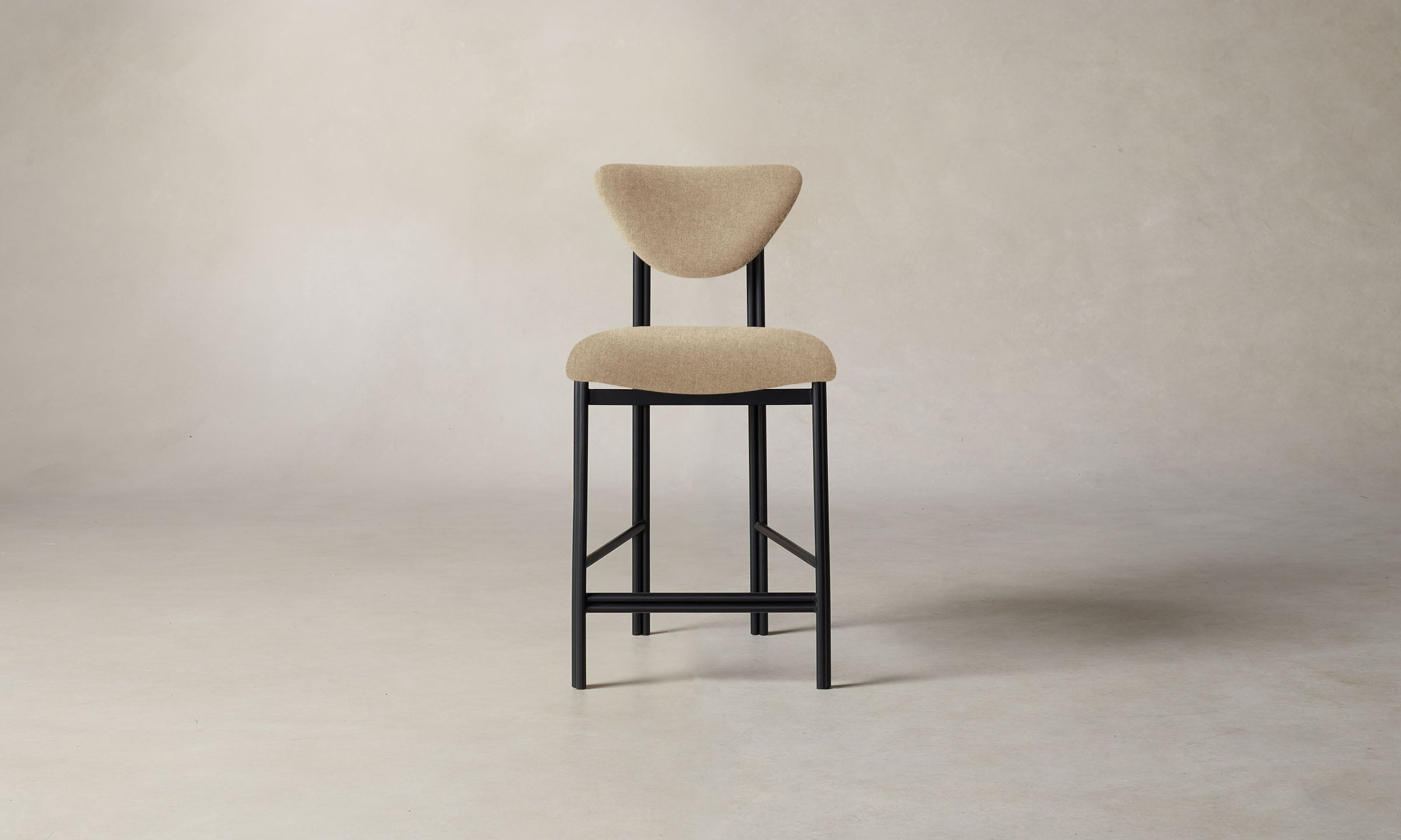 Italian Brushed Wool Fox Counter Stool - Modern Bar Stool for Kitchen Island, Breakfast Nook & Home Decor - The Cooper Stool