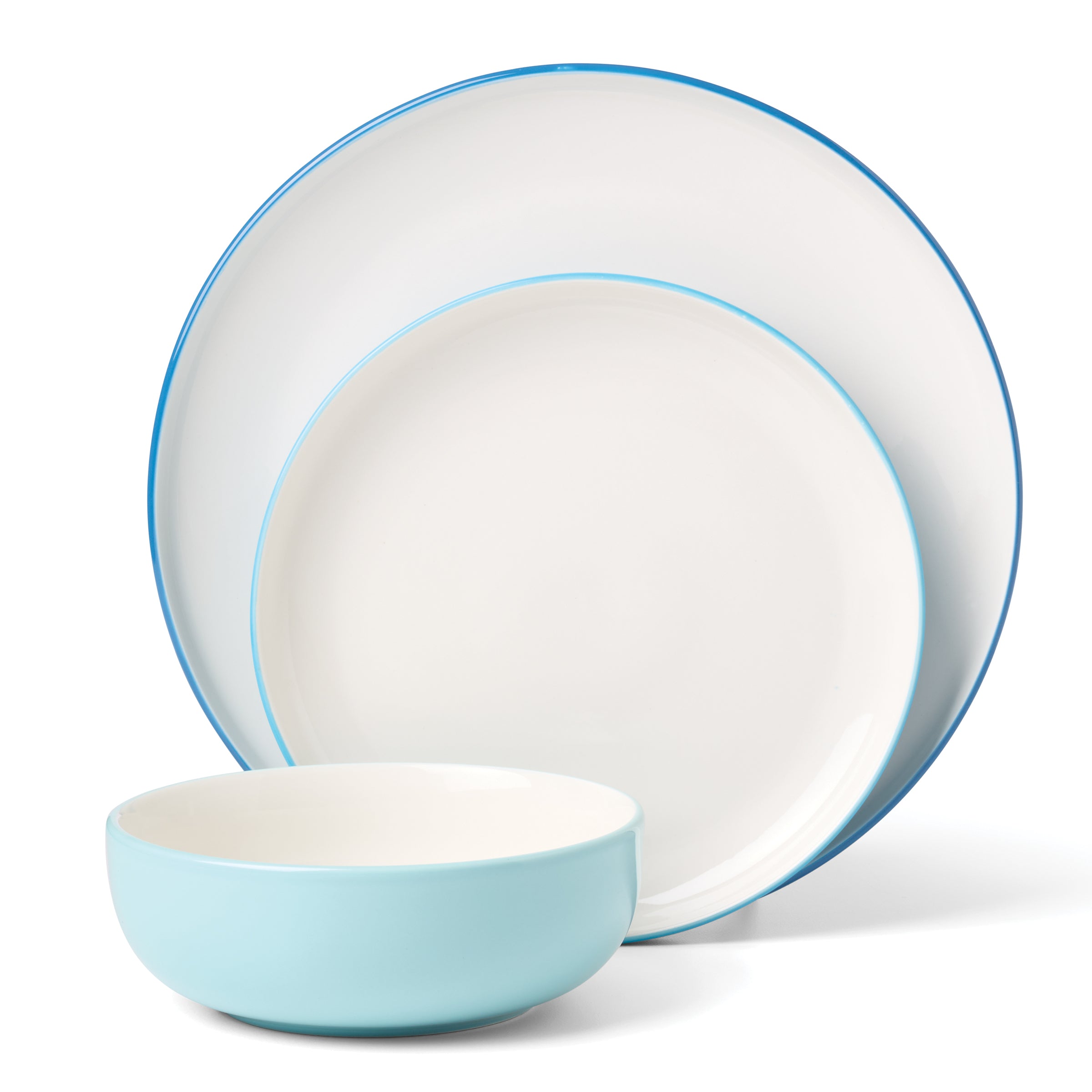 24-Piece Turquoise Dinnerware Set - 7 Vibrant Colors, Durable Porcelain Plates, Bowls & Mugs - Perfect for Family Dinners, Parties & Restaurant Use