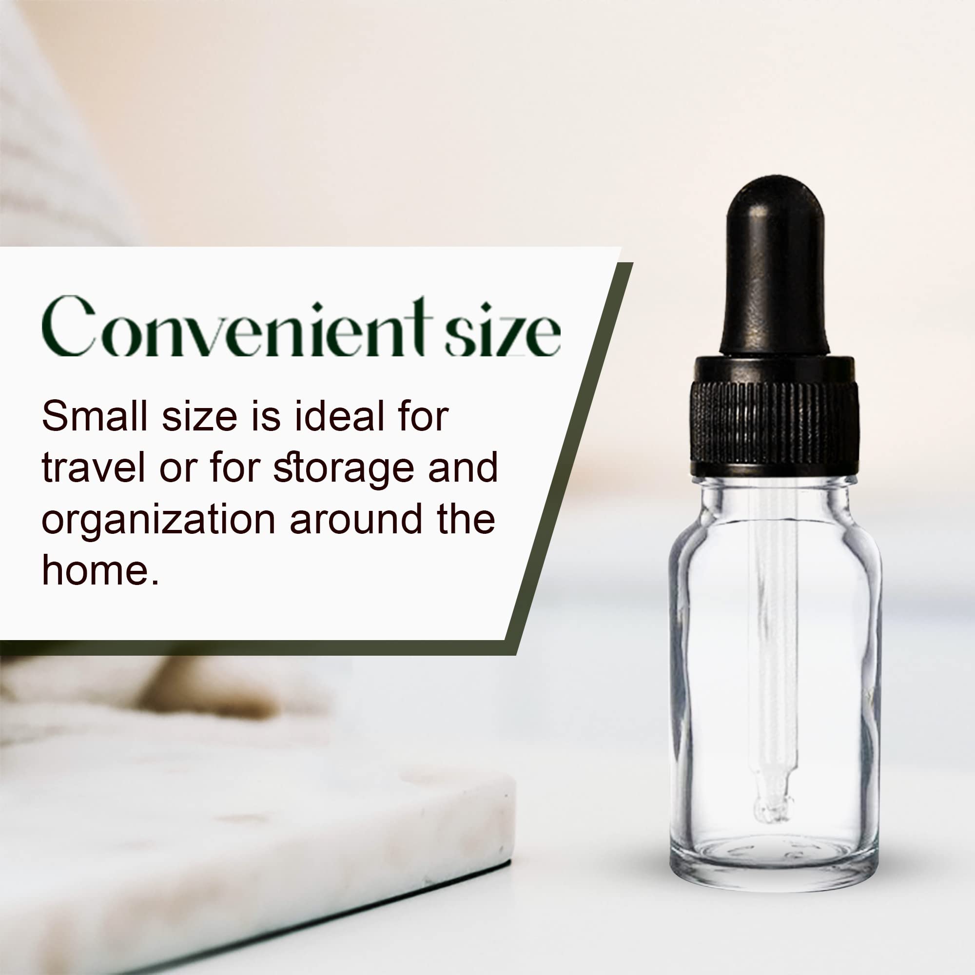 NSB Herbals 10ml Clear Round Empty Glass Bottle with Glass Dropper & Black Silicone Teat - Refillable Essential Oil & Perfume Container (Pack of 3) | Perfect for DIY Aromatherapy, Travel Size Liquids & Homemade Beauty Products