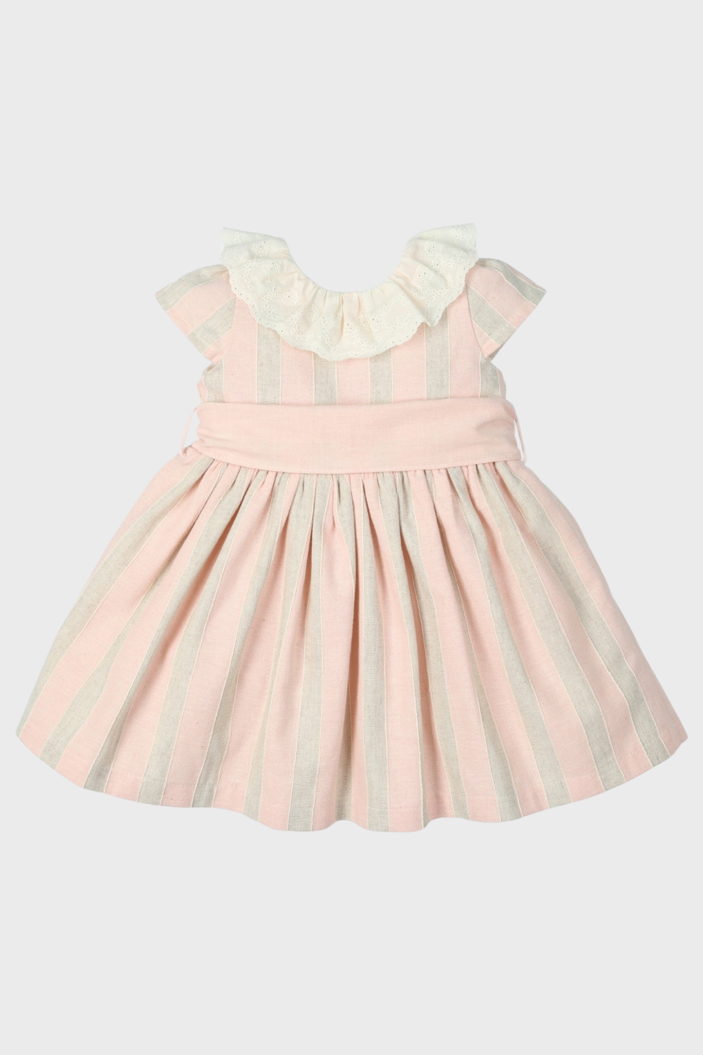 Stella Pale Pink & Beige Striped Summer Dress for Women | Casual Flowy Maxi Dress for Beach, Vacation & Outdoor Parties