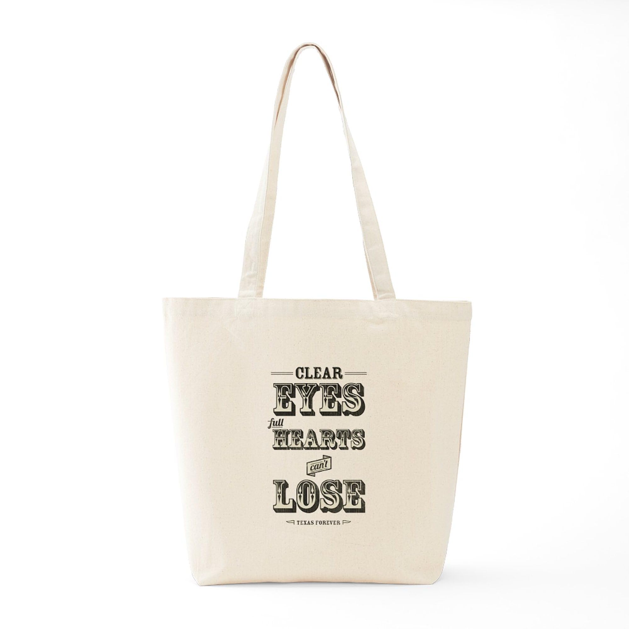 Clear Eyes Full Hearts Tote Bag - Natural Canvas Reusable Shopping Bag for Groceries, Beach & Everyday Use | Eco-Friendly Cotton Tote with Inspirational Quote