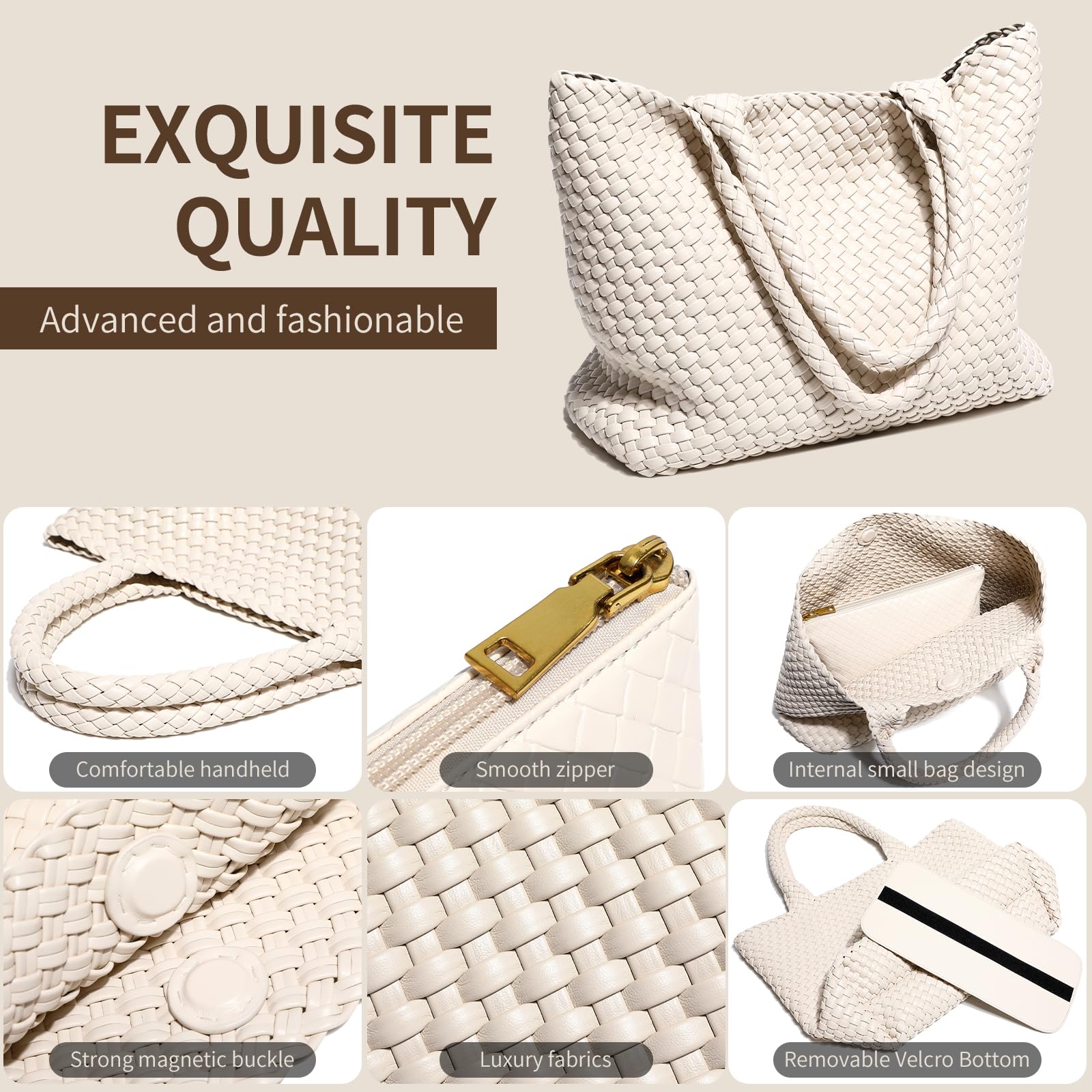 Stylish Woven Tote Bag for Women - Large Woven Shoulder Purse, Fashionable Handbag for Beach, Travel & Everyday Use | Durable & Trendy Woven Beach Bag