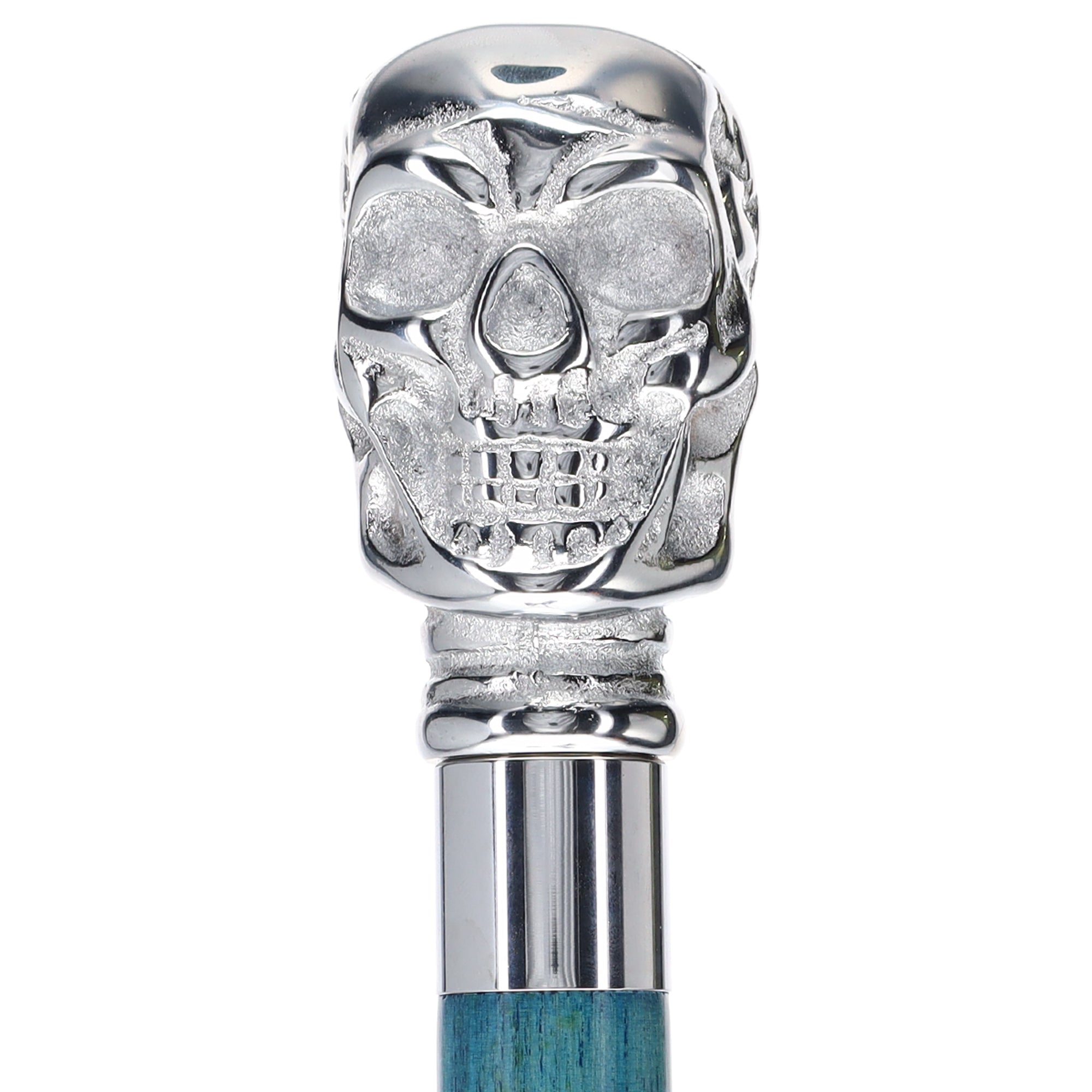 Premium Skull Chrome Brass Walking Cane - Handcrafted Custom Color Wooden Shaft for Men & Women | Perfect for Fashion, Cosplay, and Mobility Support
