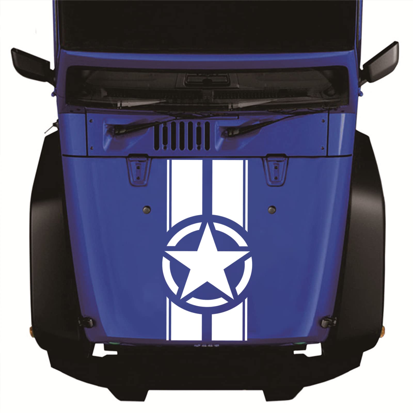 US Army Star Car Hood Stickers - Military Vinyl Decals for Trucks, Pickups, Vans & Off-Road Vehicles - Patriotic Star & Stripes Graphics for Hood & Body Side (White) - Perfect for Military Enthusiasts, Veterans & Patriotic Car Decor