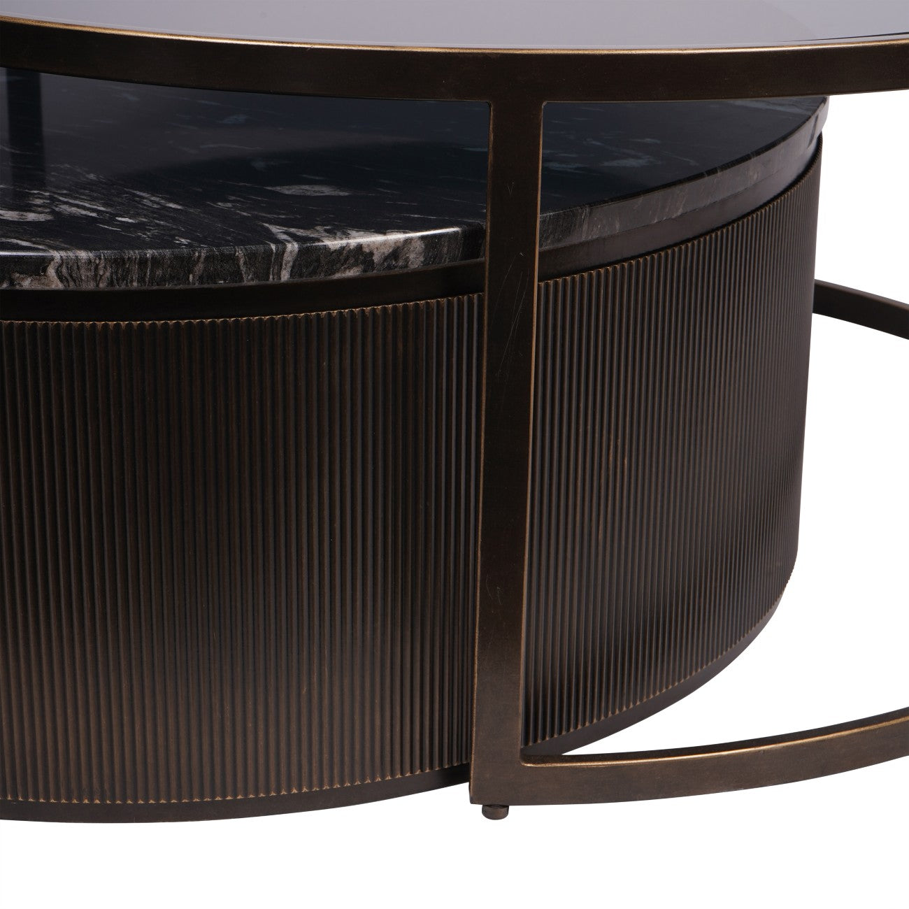 Belvedere Black Set of 2 Modern Nesting Coffee Tables for Living Room - Space Saving Side Tables with Sleek Design for Small Spaces
