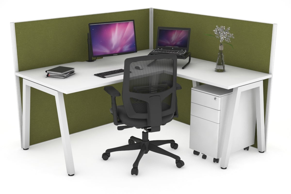 Horizon Quadro A Legs L-Shaped Corner Office Desk - 1600L x 1800W with Cable Management | Modern Home Office & Gaming Setup for Small Spaces