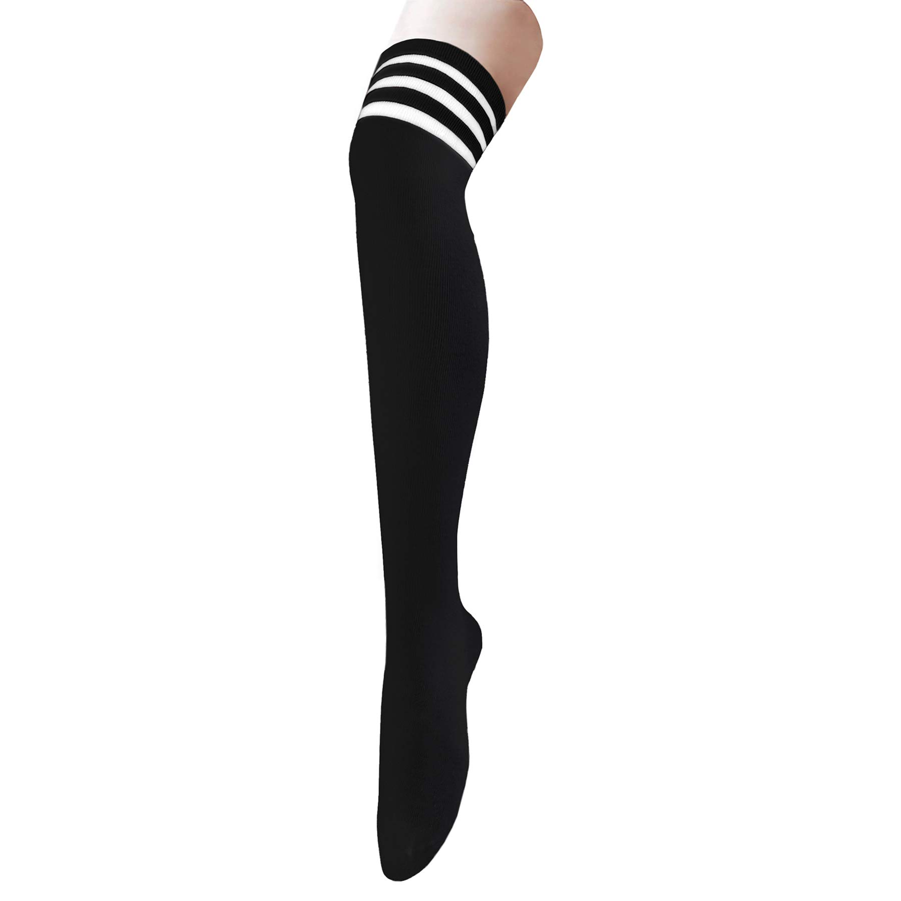 **Women's Striped Thigh High Socks - Over The Knee Long Stockings for Cosplay, Casual Wear & Winter Outfits**