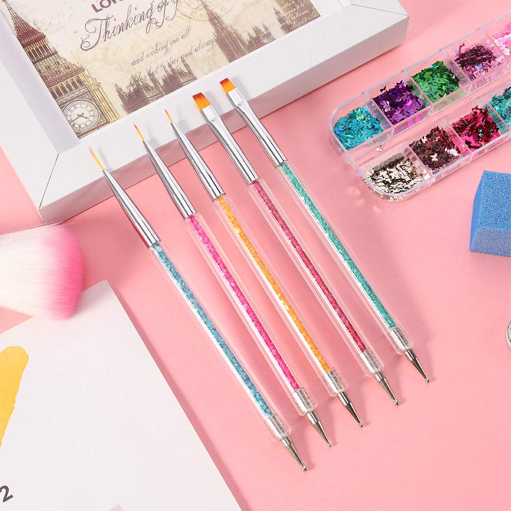 Bohoman 17 Pcs Acrylic Nail Brush Set - UV Gel Nail Art Painting Brushes, Builder Brush & Dotting Pens for Professional Manicures - Perfect for Salon, Home DIY & Nail Art Enthusiasts
