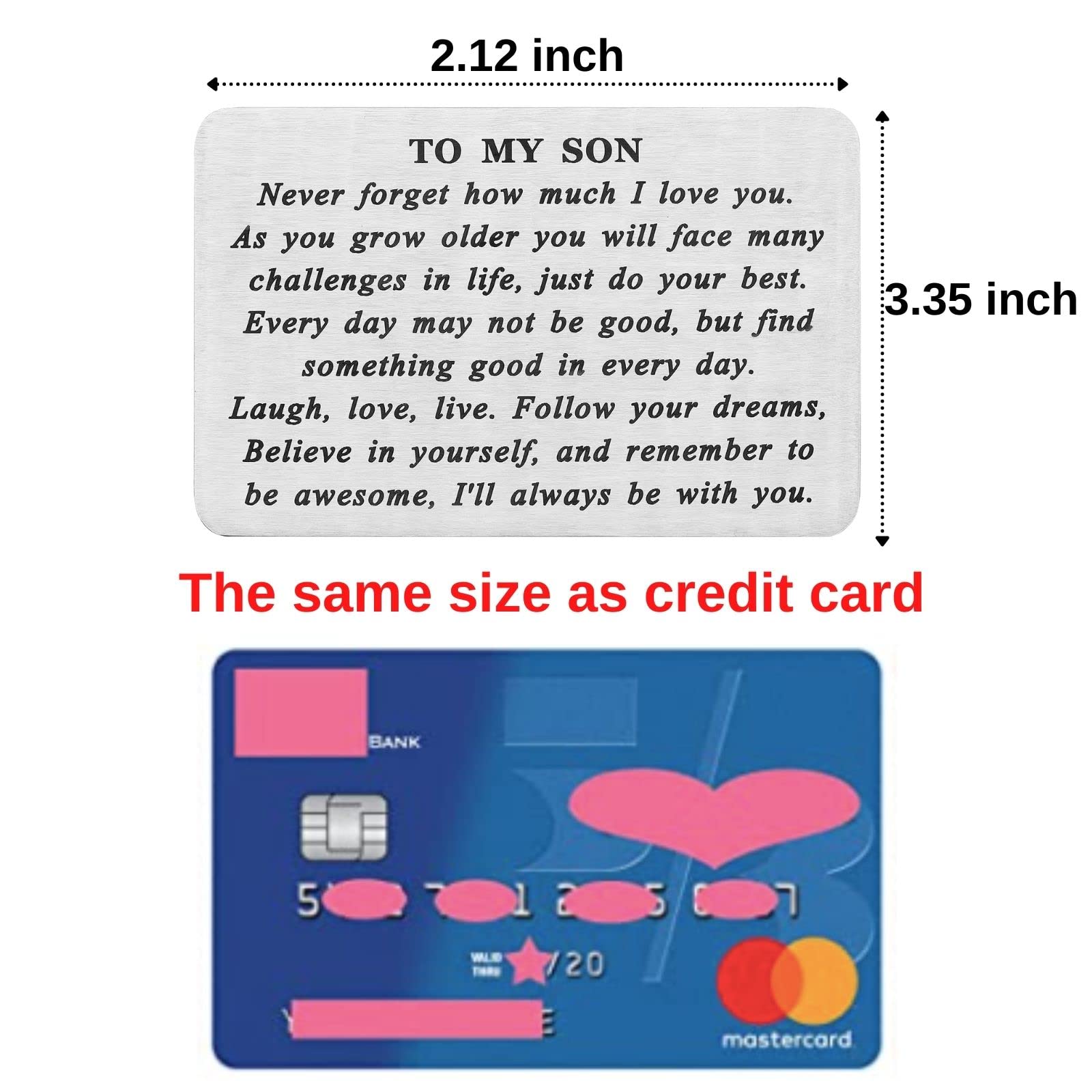 Encouraging Son Wallet Card - Inspirational Graduation Birthday Back to School Gift for Boys & Men | Thoughtful Present from Mom | Perfect for Daily Use, Special Occasions & Keepsakes